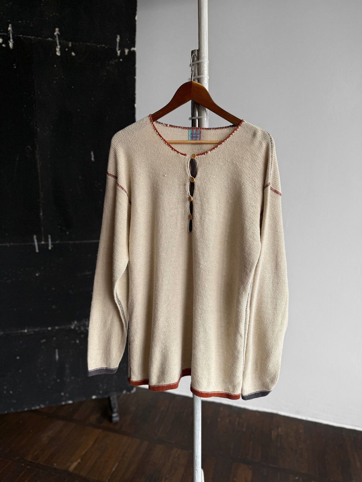 Gudrun Sjoden × Vintage Gudrun Sjoden Womens Vintage Beige Knitted LS Sweater Size L / US 10 / IT 46 - 1 Thumbnail