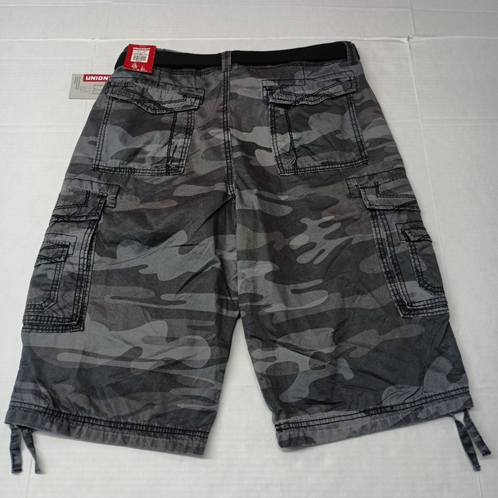 UNIONBAY Unionbay Men's Cargo Shorts Size 38 Black Gray Camo + Belt Size US 38 / EU 54 - 5 Thumbnail