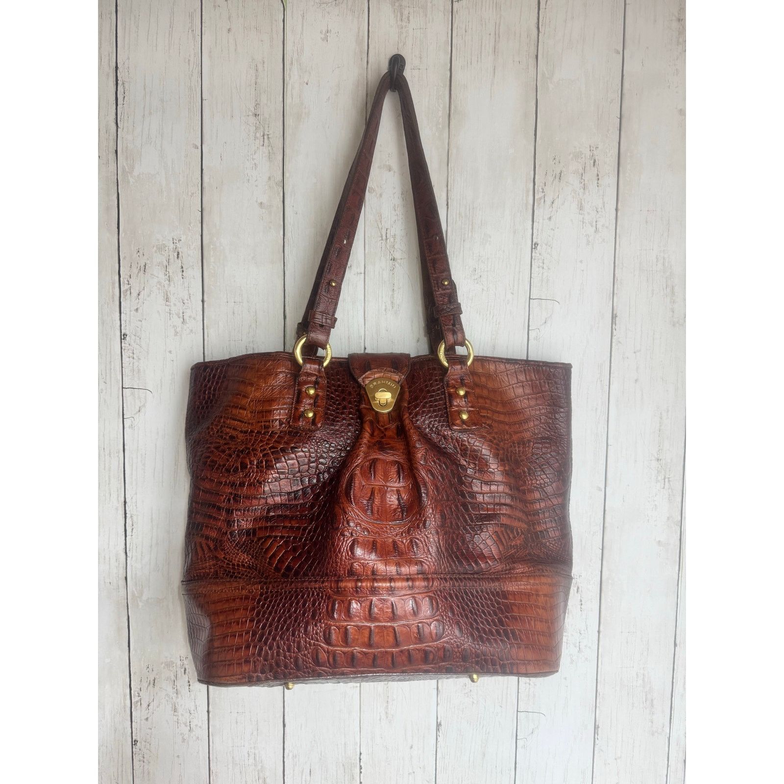 BRAHMIN Brahmin Melbourne Pecan Cro embossed Large shoulder bag Size ONE SIZE - 1 Thumbnail