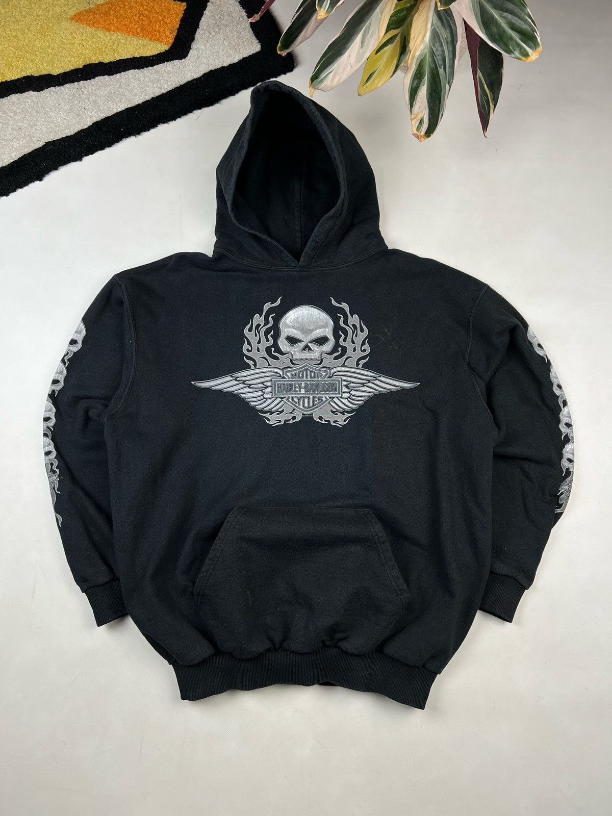 Harley Davidson Crazy Vintage Y2K Harley Davidson Hoodie Skulls Essential Size US M / EU 48-50 / 2 - 2 Thumbnail