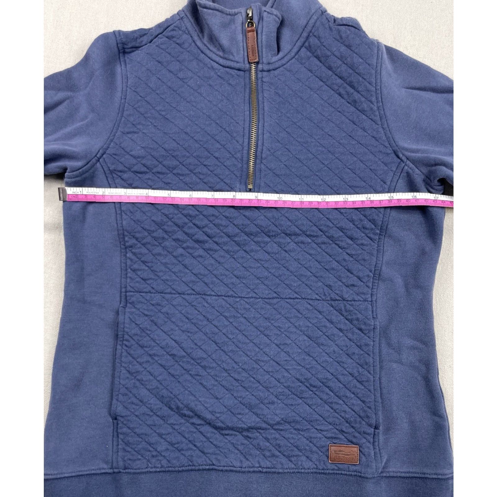 Vintage LL Bean Quilted 1/4 Zip Pullover Sweatshirt Women XS Blue Knit Outdoors Hiking Casual Size XS / US 0-2 / IT 36-38 - 5 Thumbnail