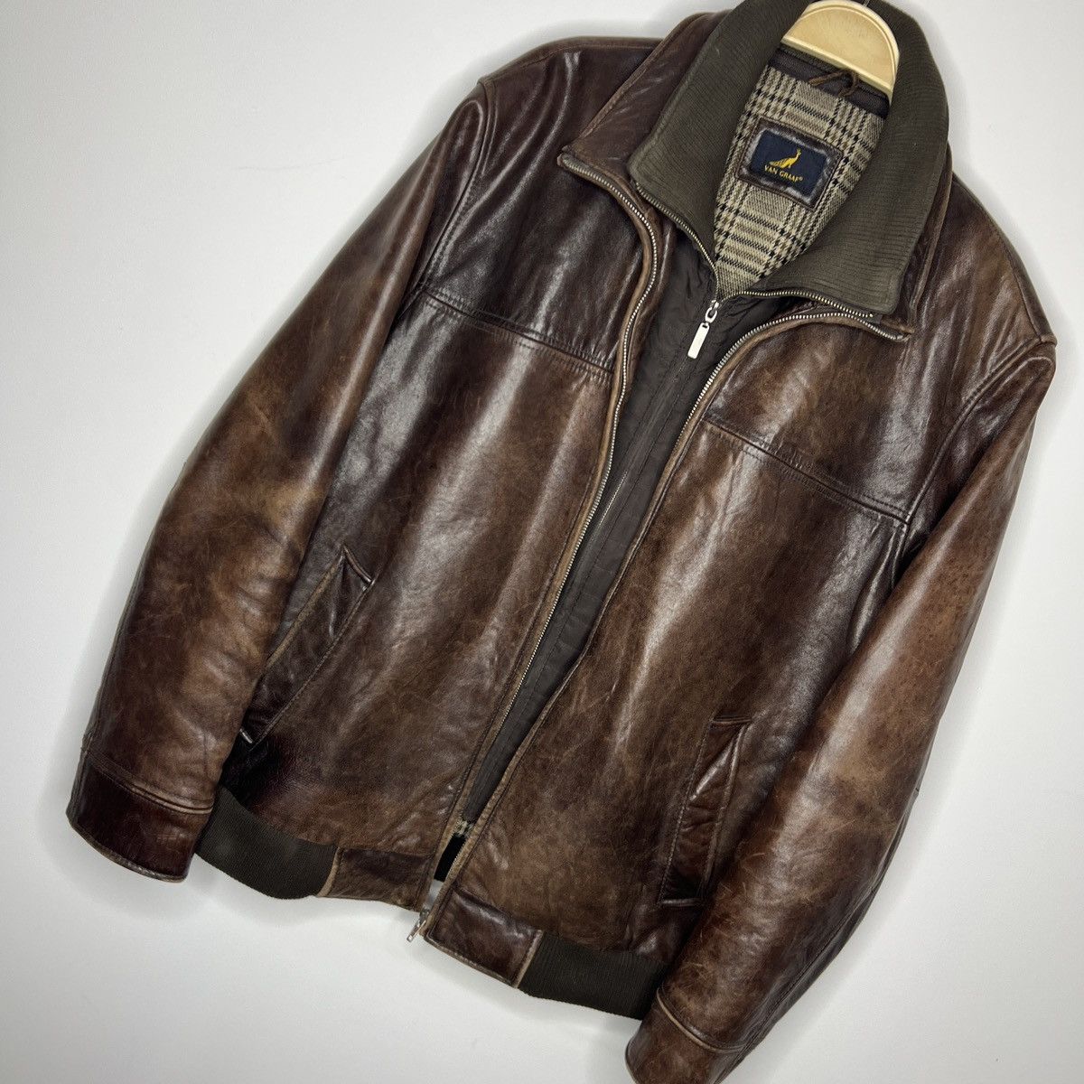 Leather Vintage Brown Leather Motor Biker Jacket Trucker Genuine Size US L / EU 52-54 / 3 - 6 Thumbnail