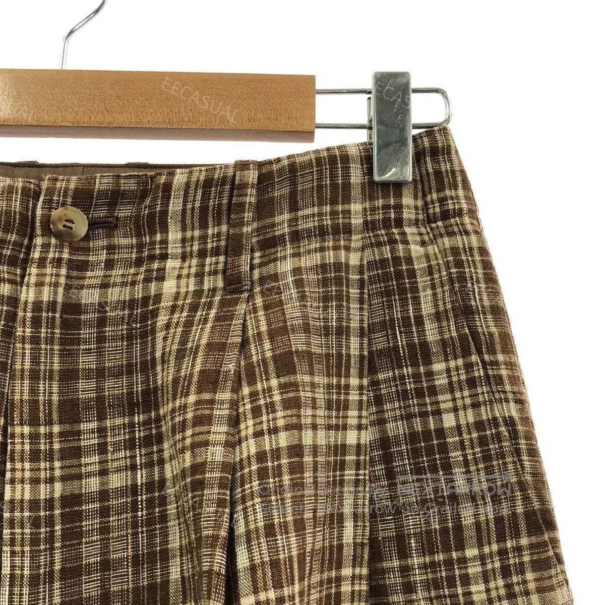 Auralee AURALEE Brown Linen Silk Plaid Pants. Size US 26 / EU 42 - 3 Thumbnail