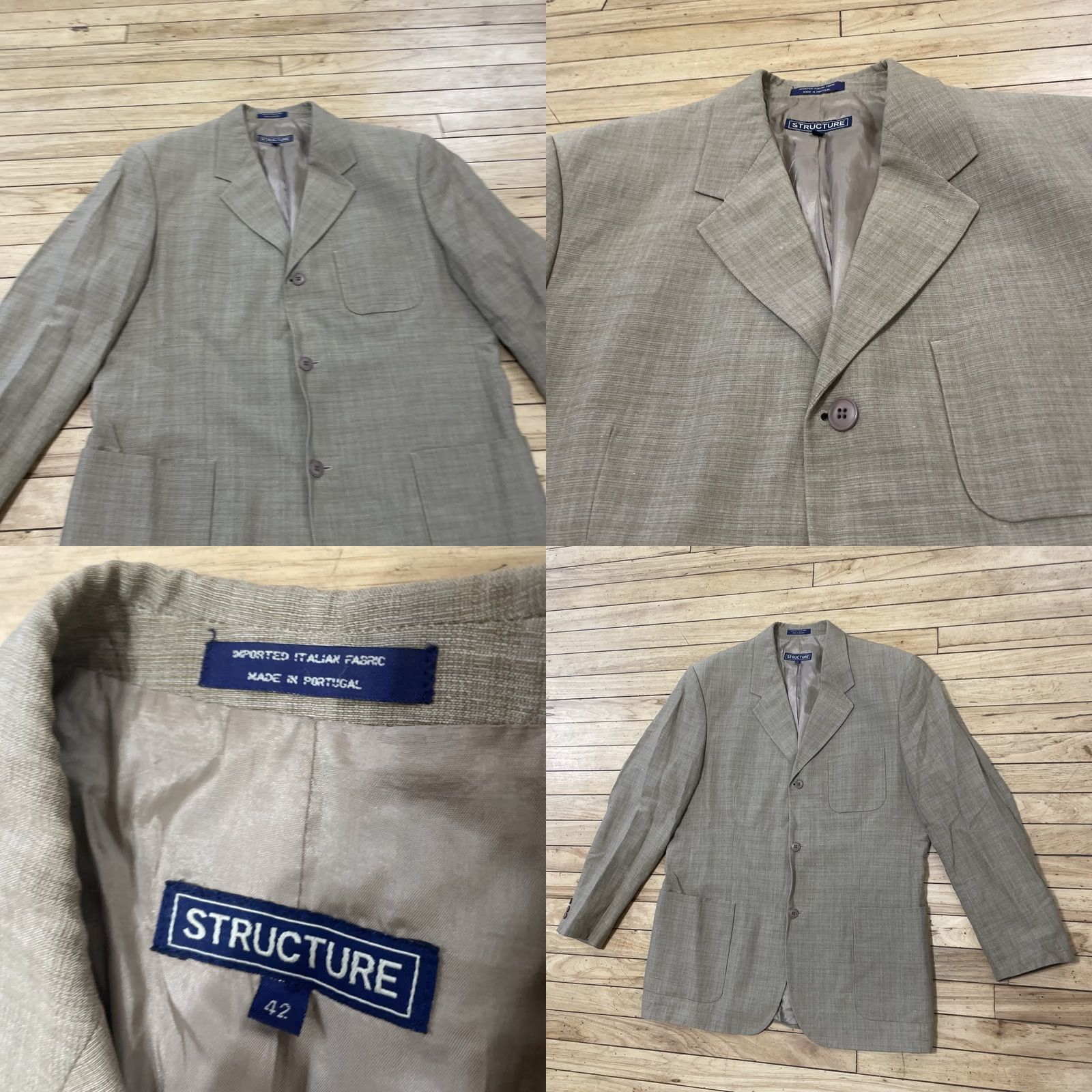 Vintage STRUCTURE Linen Blazer Men 42 Brown Vintage 90s Retro Sport Coat Summer Comfort Jacket Blazer Mens 42 Brown Vintage 90s Size 42R - 11 Thumbnail