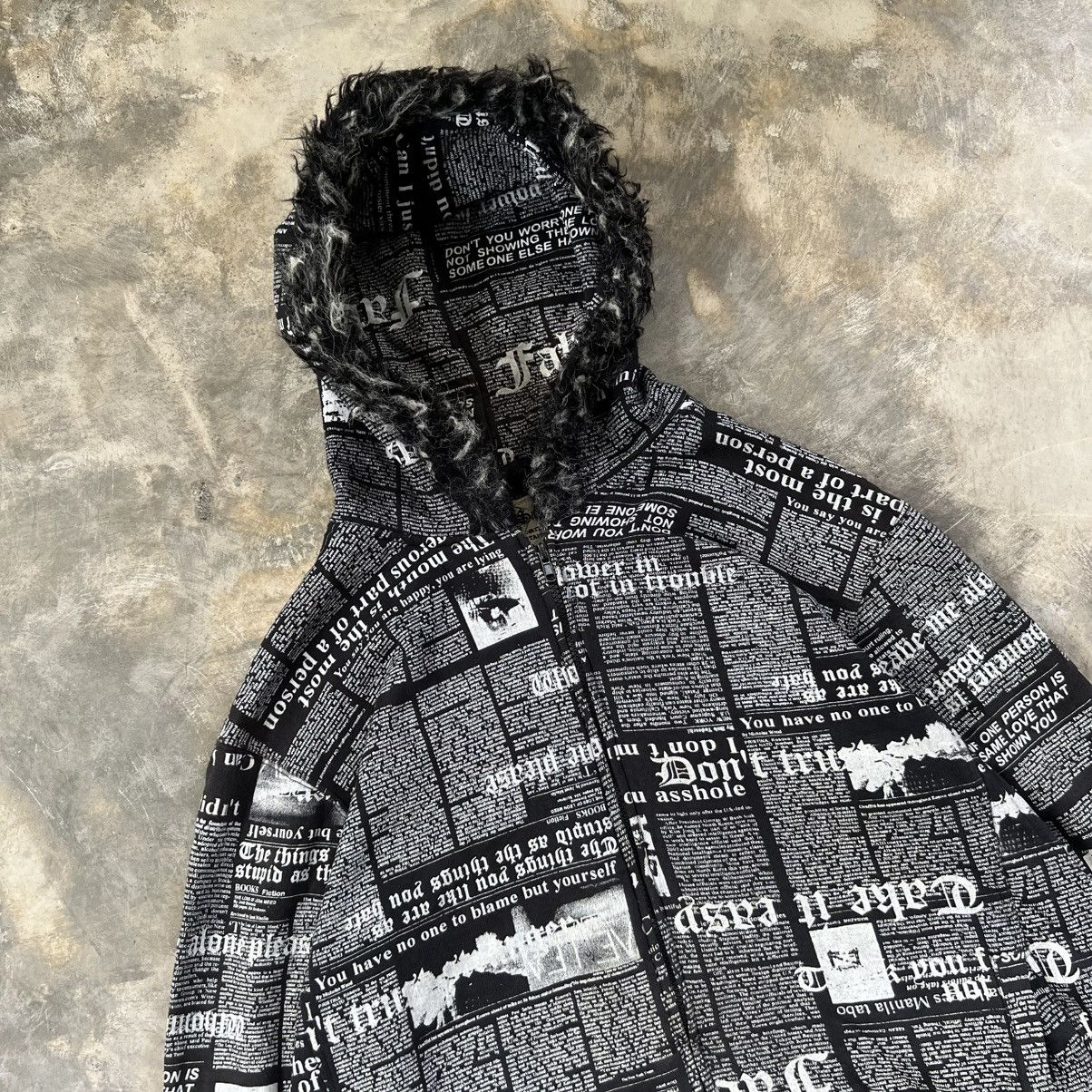 Seditionaries 2000s Splendid Satisfaction Poem Vkei Style Zip Fur Hoodie Size US XL / EU 56 / 4 - 3 Thumbnail