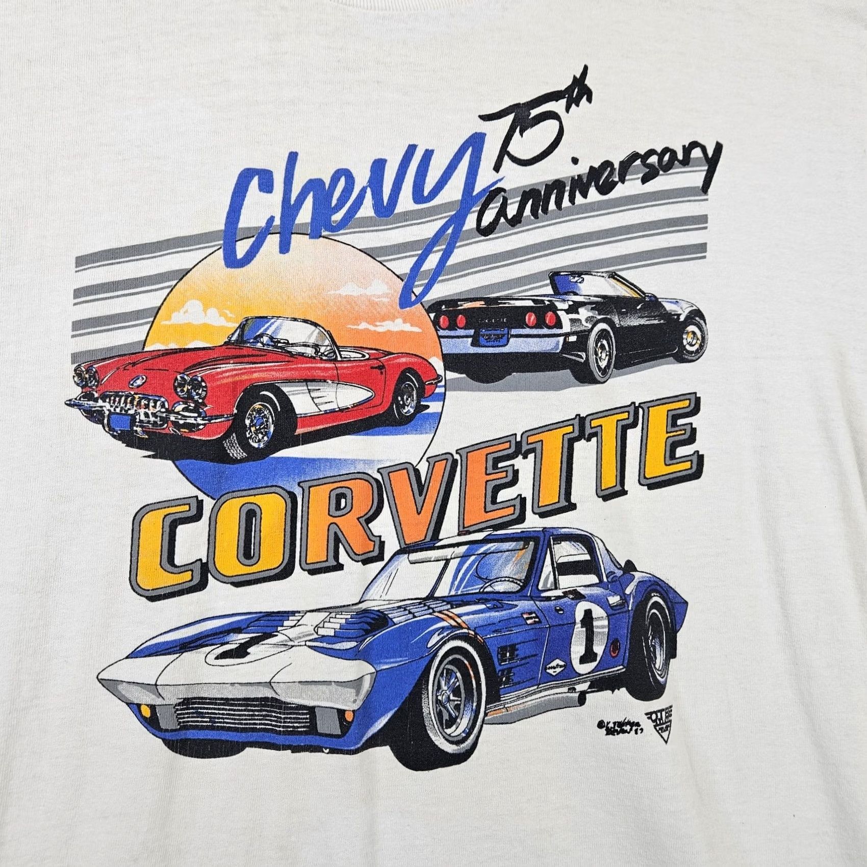 Vintage VINTAGE Chevrolet Corvette Racing Graphic Tee Shirt XL White Men Size US XL / EU 56 / 4 - 5 Thumbnail