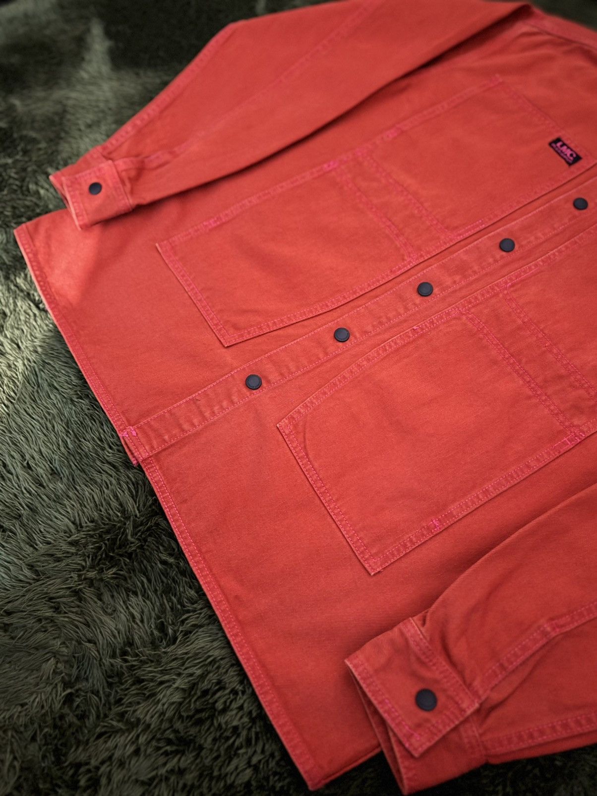 Pleasures [1] PLEASURES x LMC Denim Shirt Jacket – Orange Size US XL / EU 56 / 4 - 3 Thumbnail