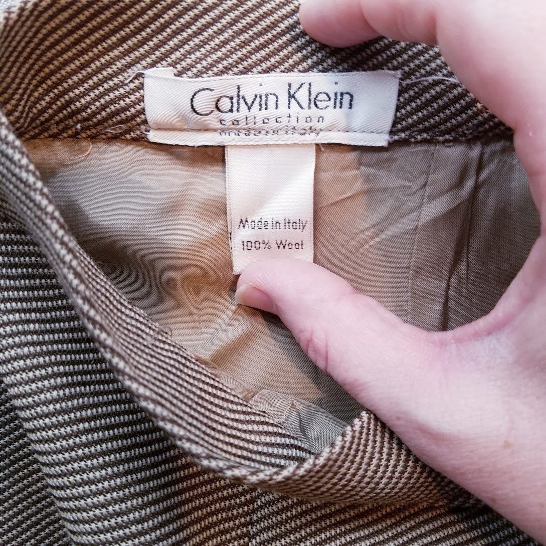 Calvin Klein calvin klein collection wool midi pencil skirt sz 4 tan Size 27" / US 4 / IT 40 - 4 Thumbnail