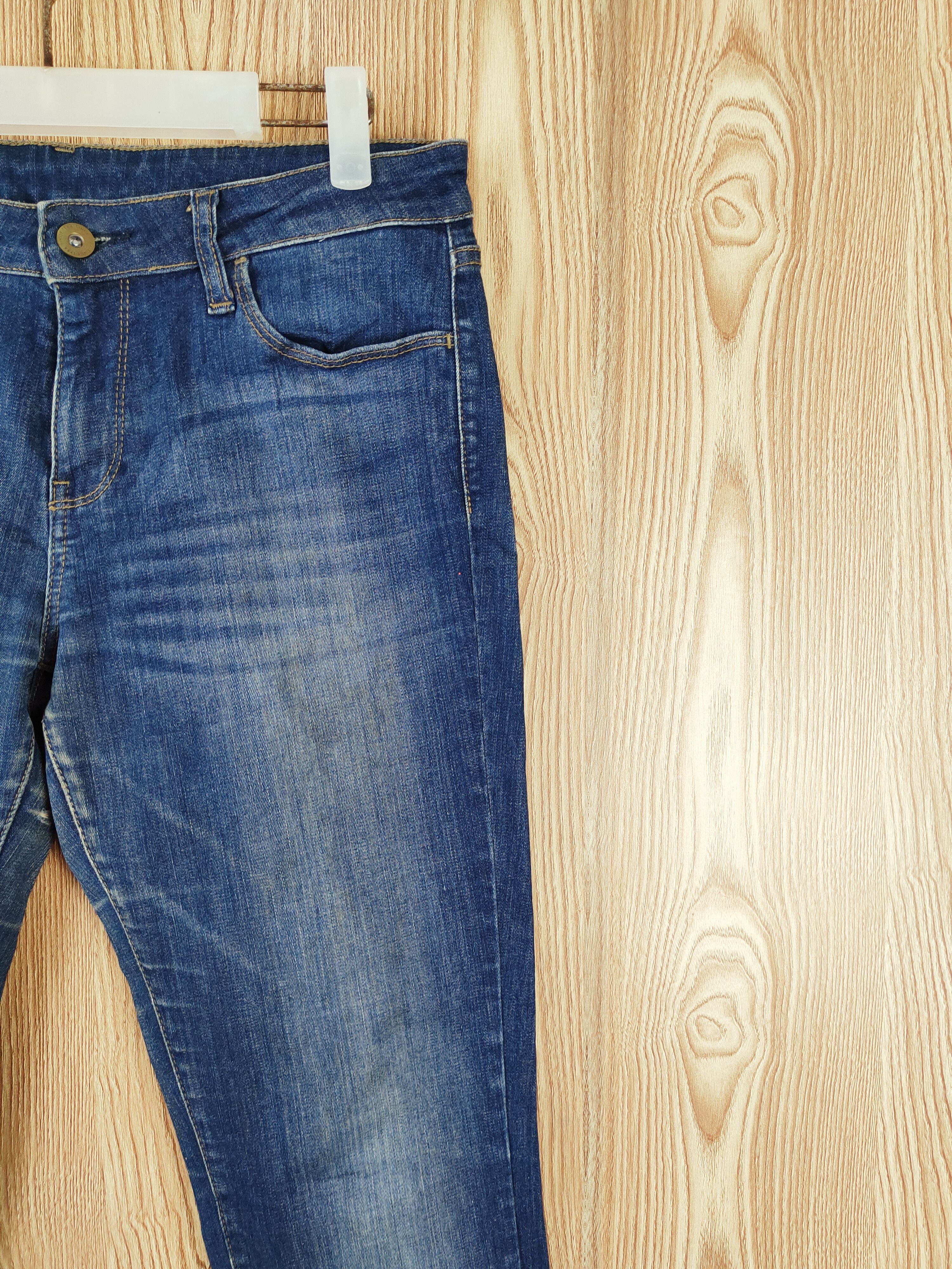 Uniqlo × Vintage Vintage Uniqlo Dark Blue Distressed Ripped Skinny Jeans Size 31" - 6 Thumbnail