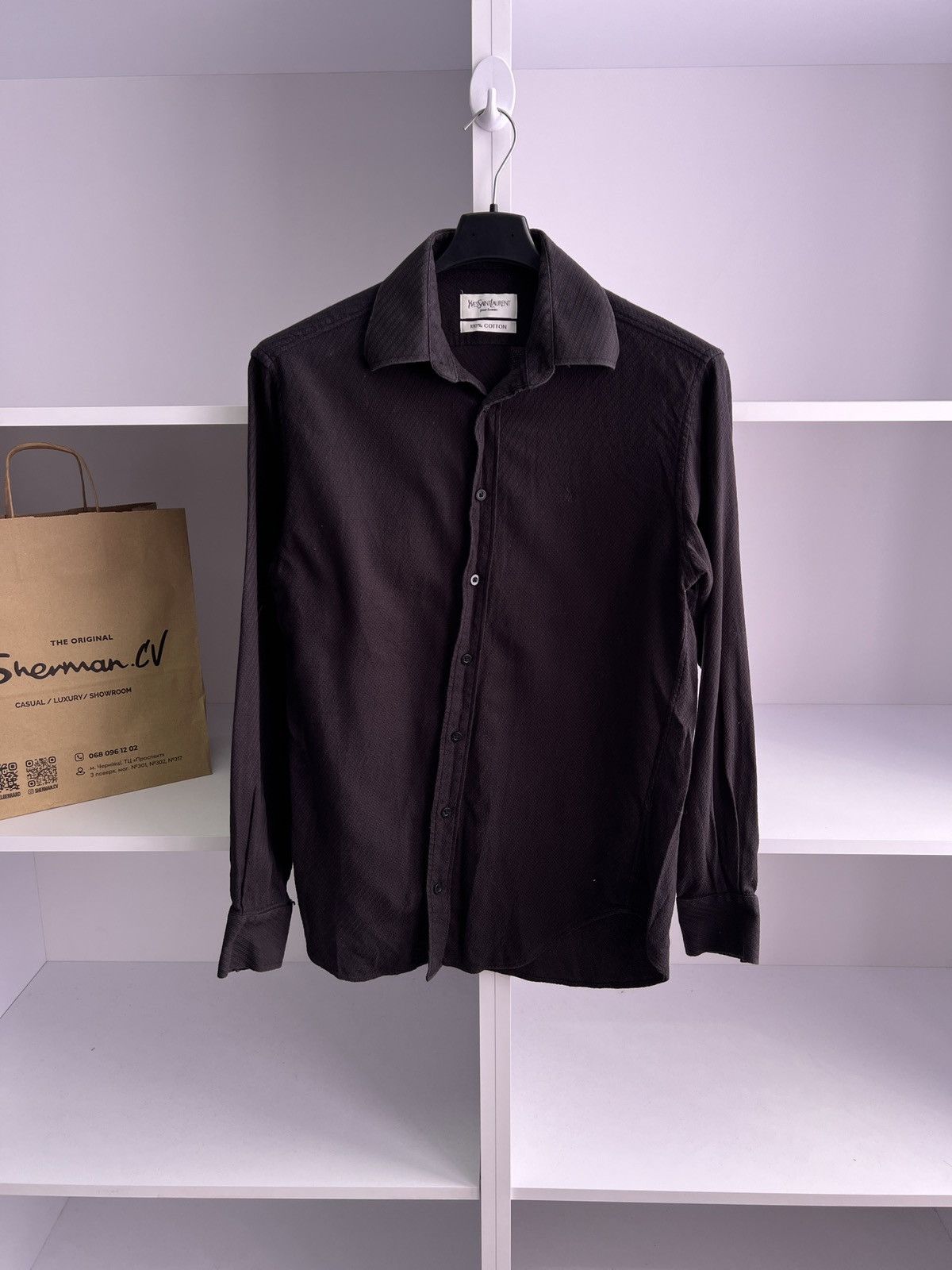 Vintage × Yves Saint Laurent Vintage Yves Saint Laurent Luxury Black Button up Shirt Size US S / EU 44-46 / 1 - 1 Thumbnail
