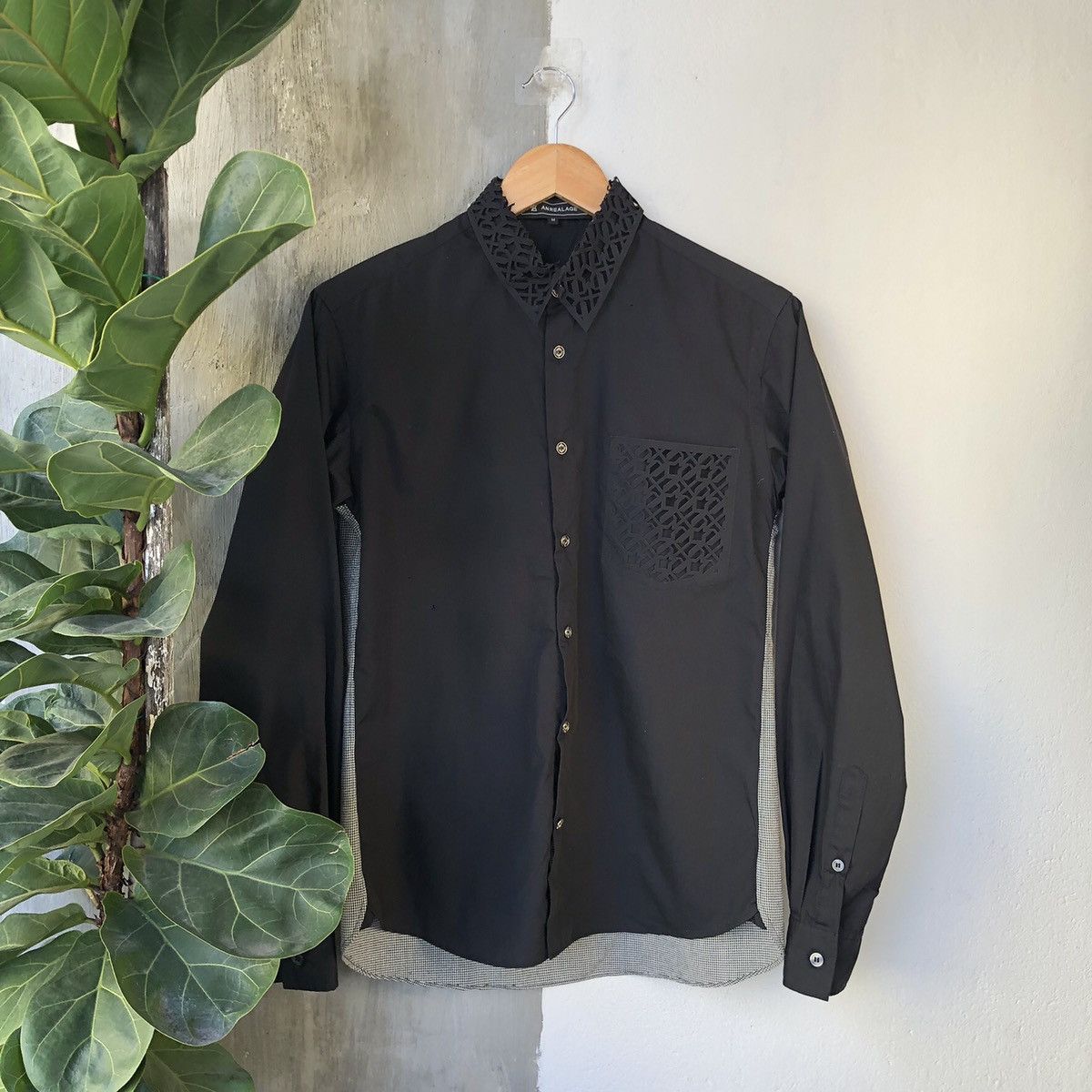 image of Anrealage Button Ups Tshirt in Black, Men's (Size Medium)