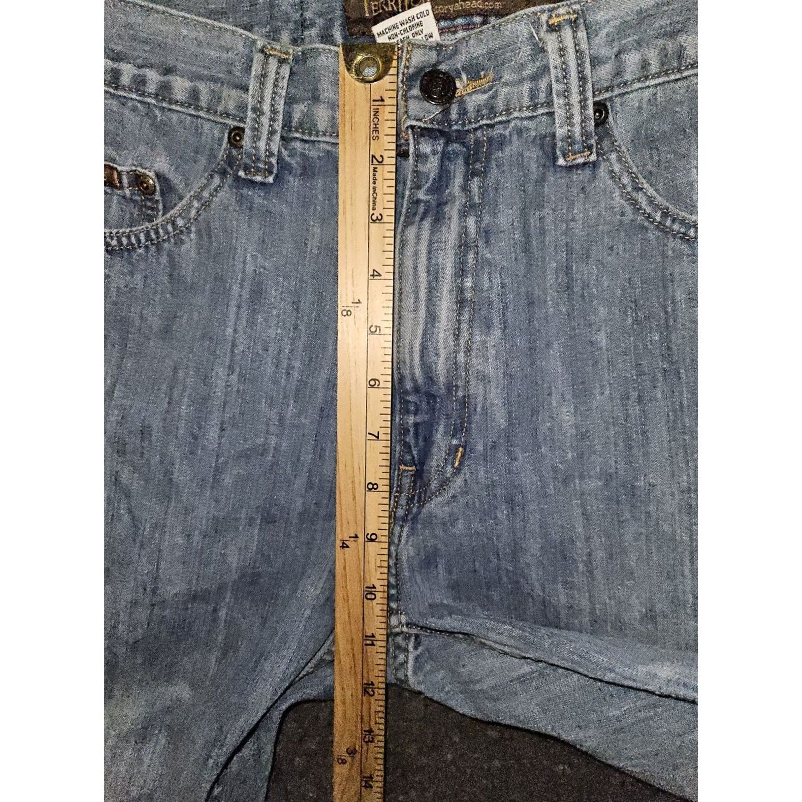 The Territory Ahead Territory Ahead Jeans Straight Men's 33x30 Mid Rise Blue Denim Preppy Comfort Pockets Logo Relaxed Regular Inseam 25 Size US 33 - 5 Thumbnail