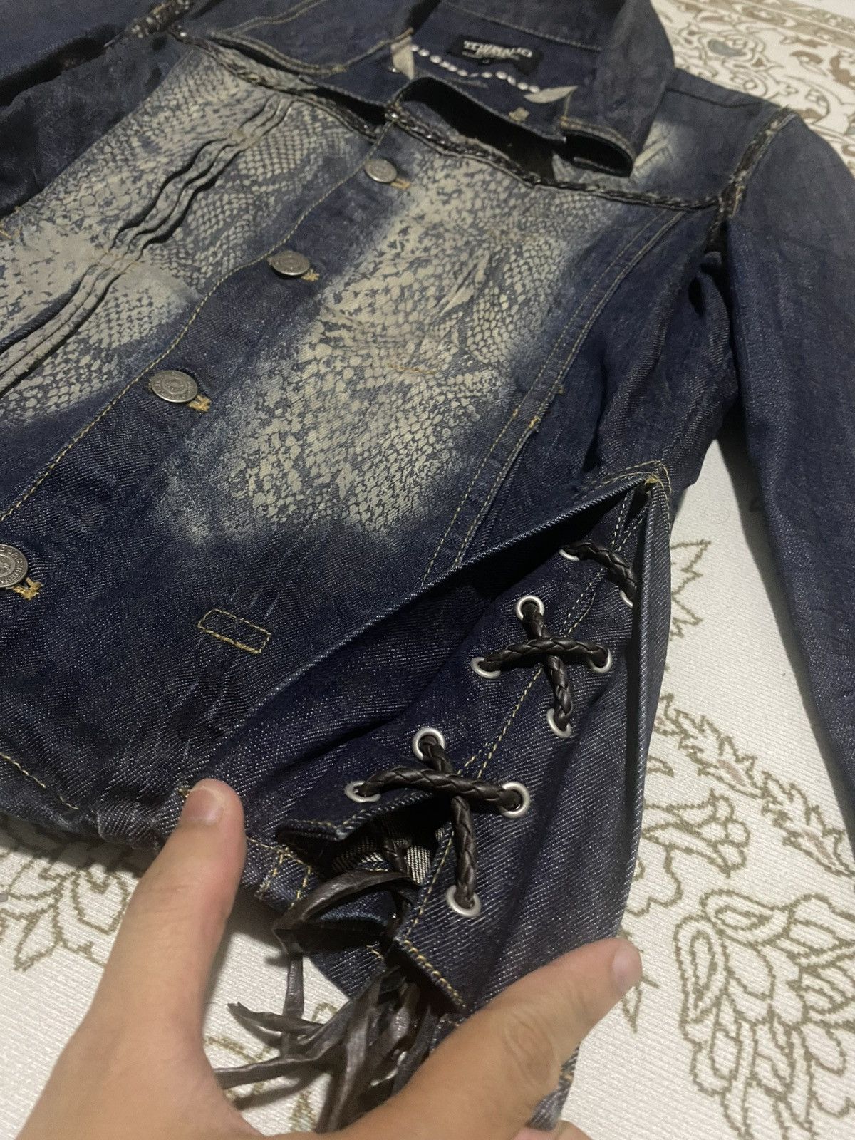 Japanese Brand × Tornado Mart Hype! Tornado Mart Snake Skin Denim Punk Trucker Jacket Size US M / EU 48-50 / 2 - 5 Thumbnail
