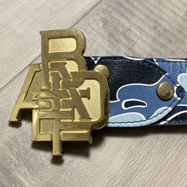 Bape BAPE LOGO Gold Buckle leather belt STA CAMO blue APE NIGO Size ONE SIZE - 3 Thumbnail