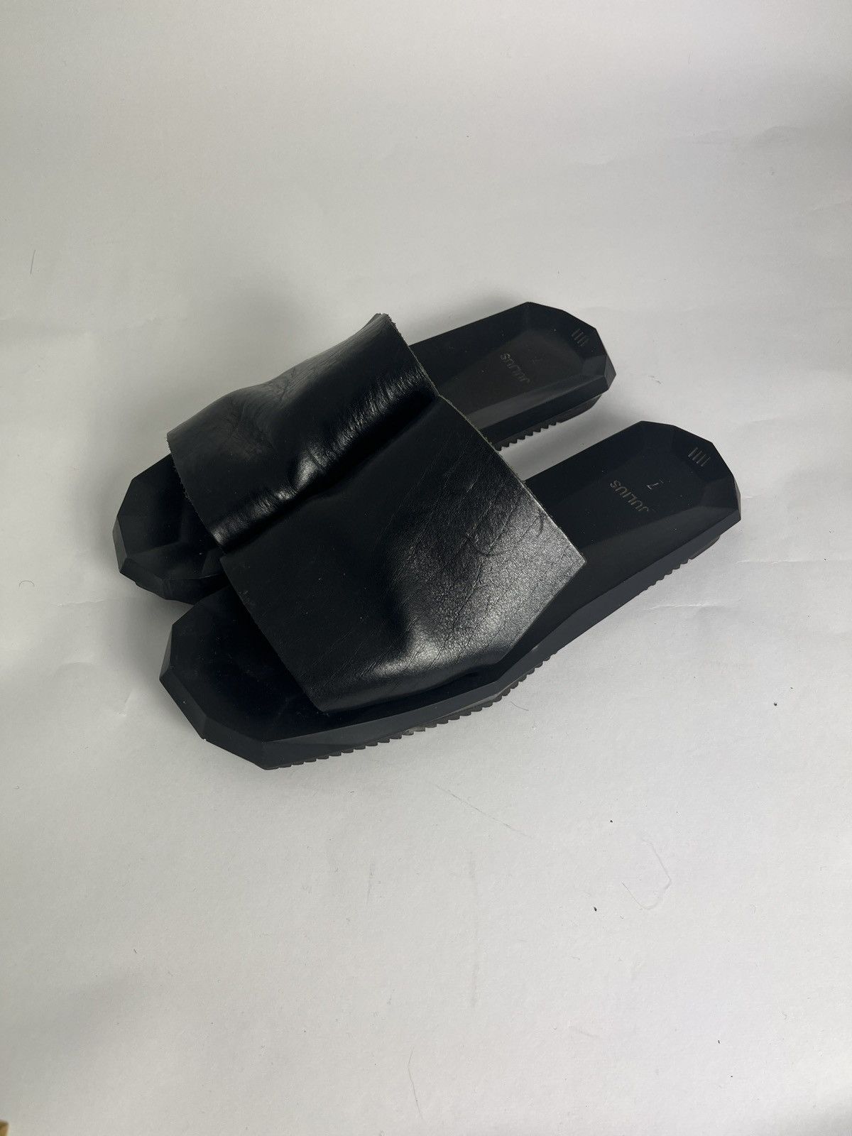 image of Julius Black Leather Sandals, Men's (Size 11)