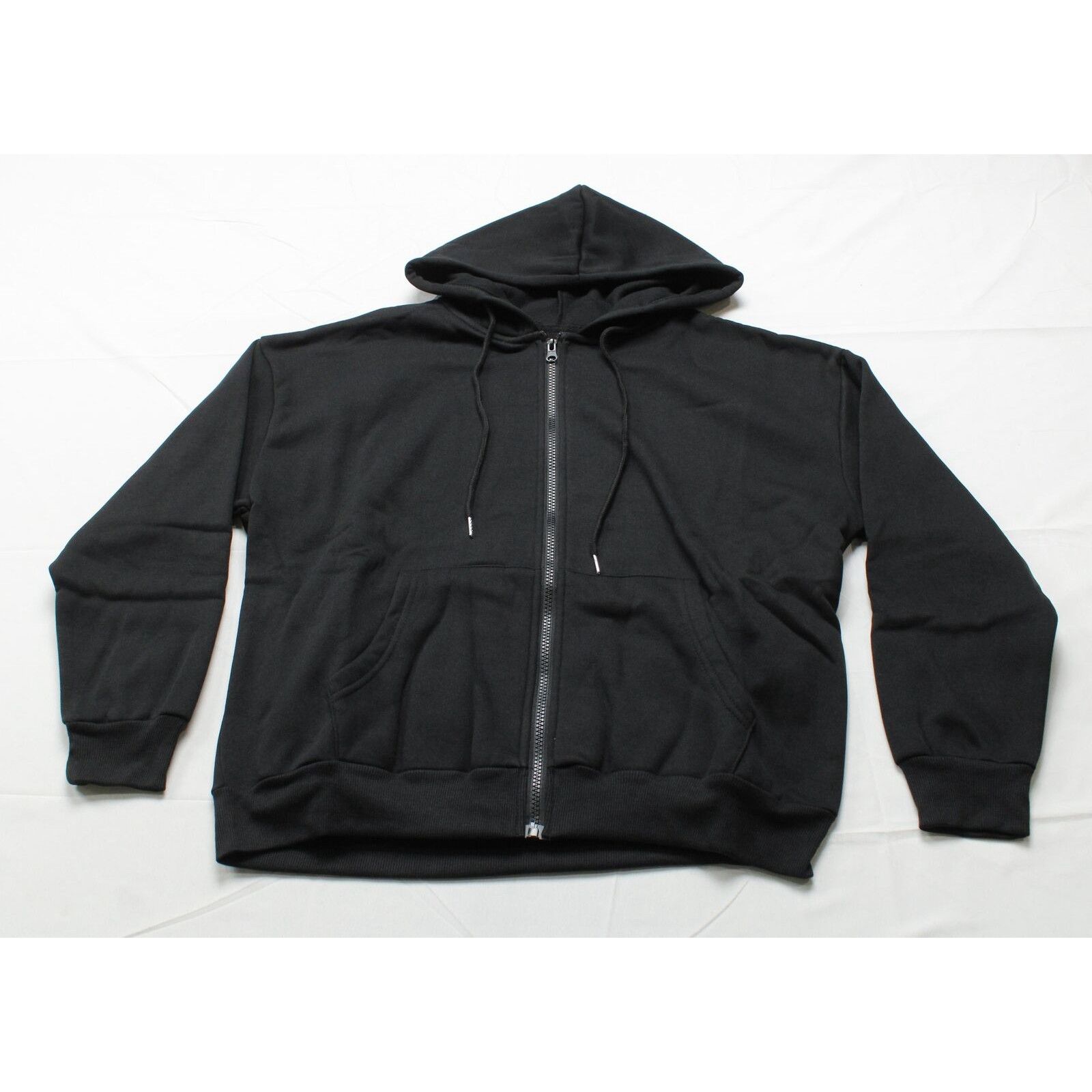 Solid Zip Up Drawstring Thermal Lined Hoodie