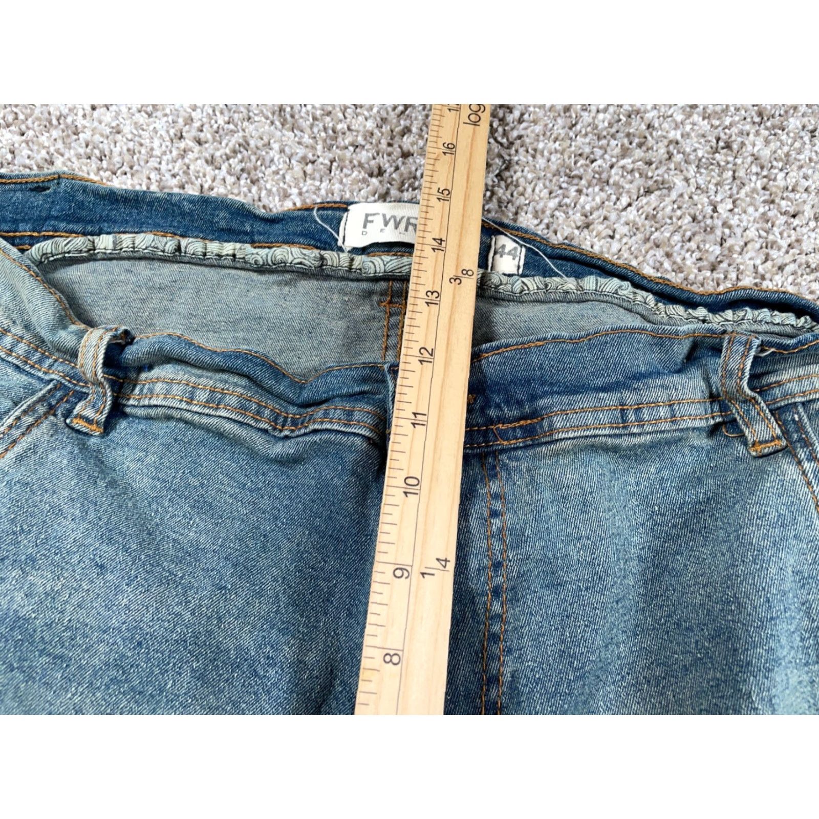 Denime VINTAGE FWRD Paint Splatter Denim Shorts Bermuda Mens 41 x 13 Blue 90s Hip Hop Retro, 44 Tag Men’s Regular Gender Mens Size US 41 - 7 Thumbnail