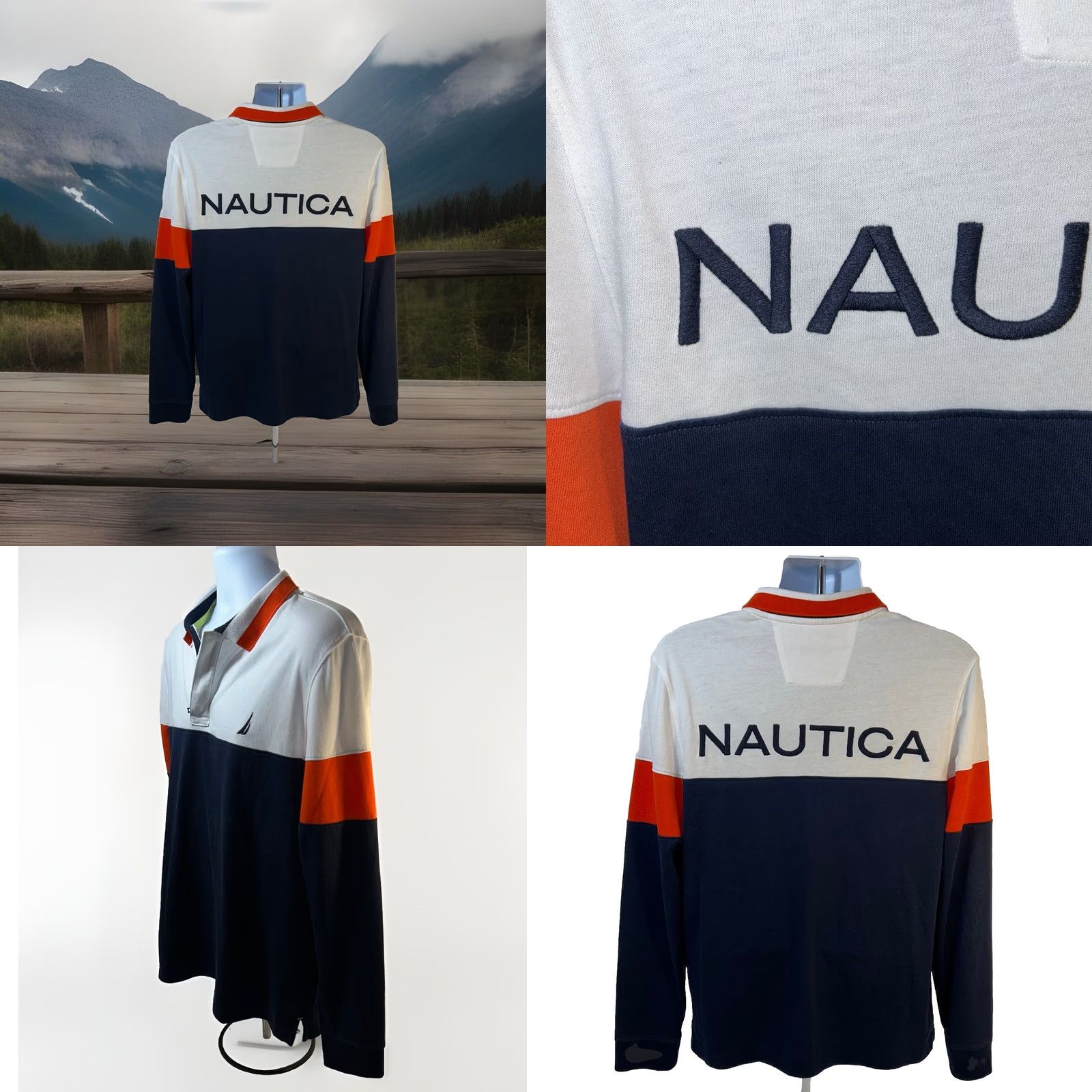 Nautica Nautica Polo Multicolor Colorblock Long Sleeve Slim Fit 1/4 Zip Navy? (Original color: Multicolor) - Men Large Shirt Size US L / EU 52-54 / 3 - 11 Thumbnail