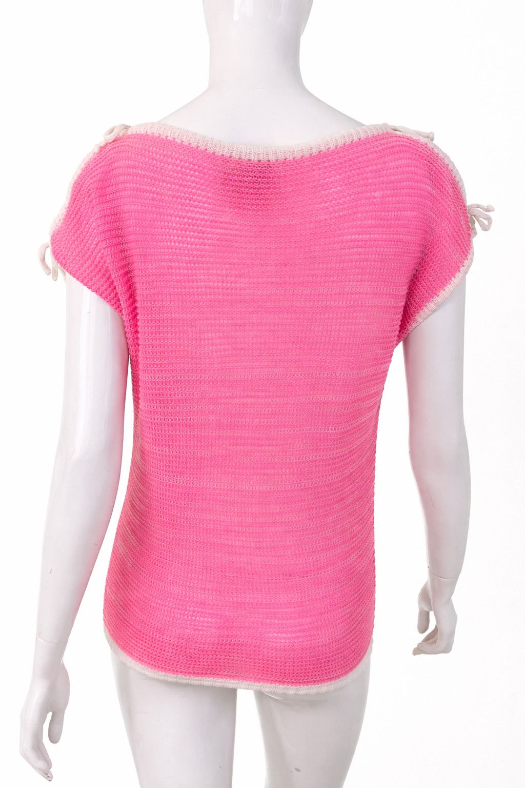 Courreges Courrèges Pink Knit Top - Crochet Logo Monogram Tee Pullover Size M / US 6-8 / IT 42-44 - 6 Thumbnail