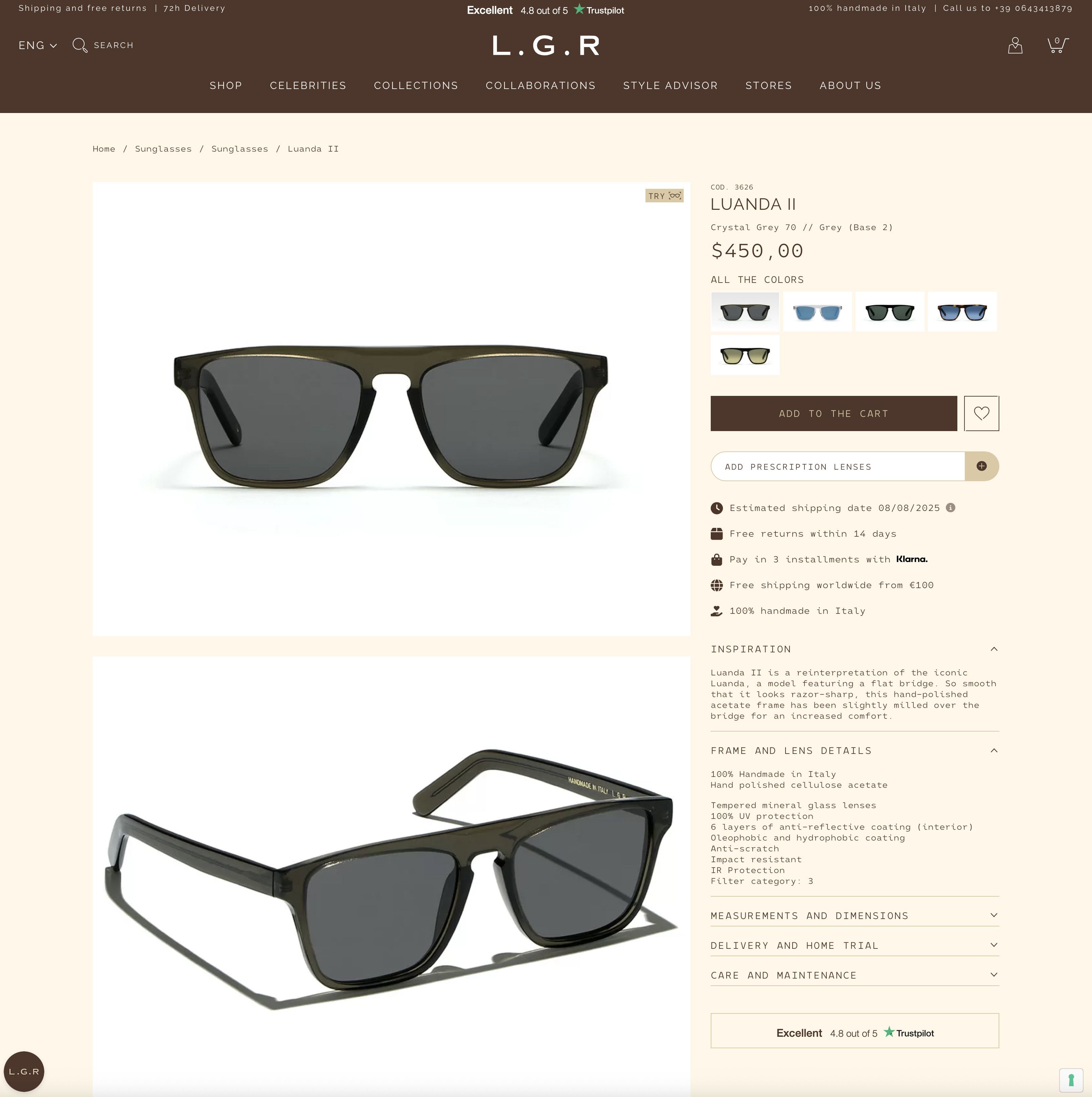 Coveted Effortless Cool NEW $450 Luanda II Sunglasses