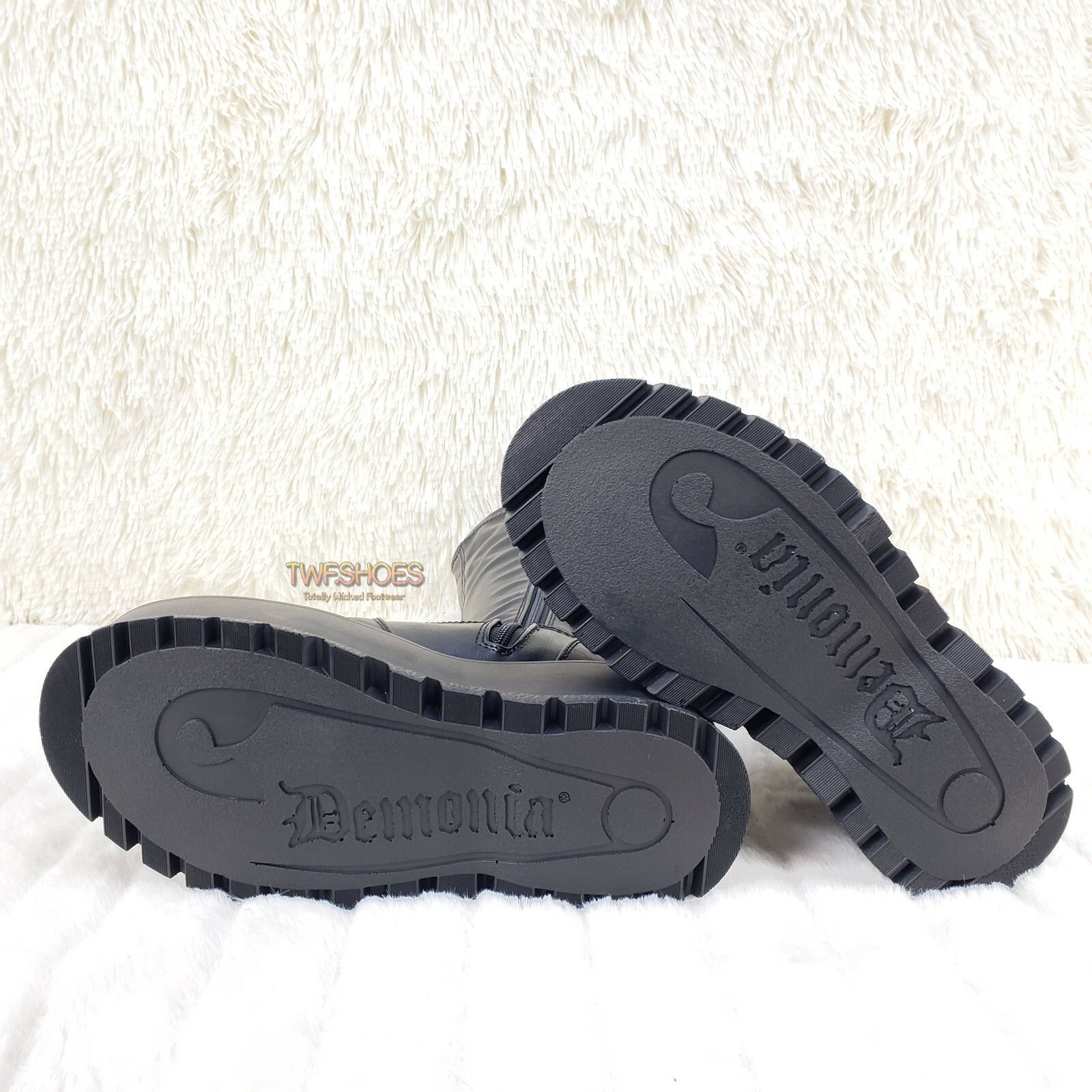 Demonia Cult DEMONIA Slacker 200 65 Black Matte Platform Wedge Heel Knee Size US 12 / IT 42 - 9 Thumbnail