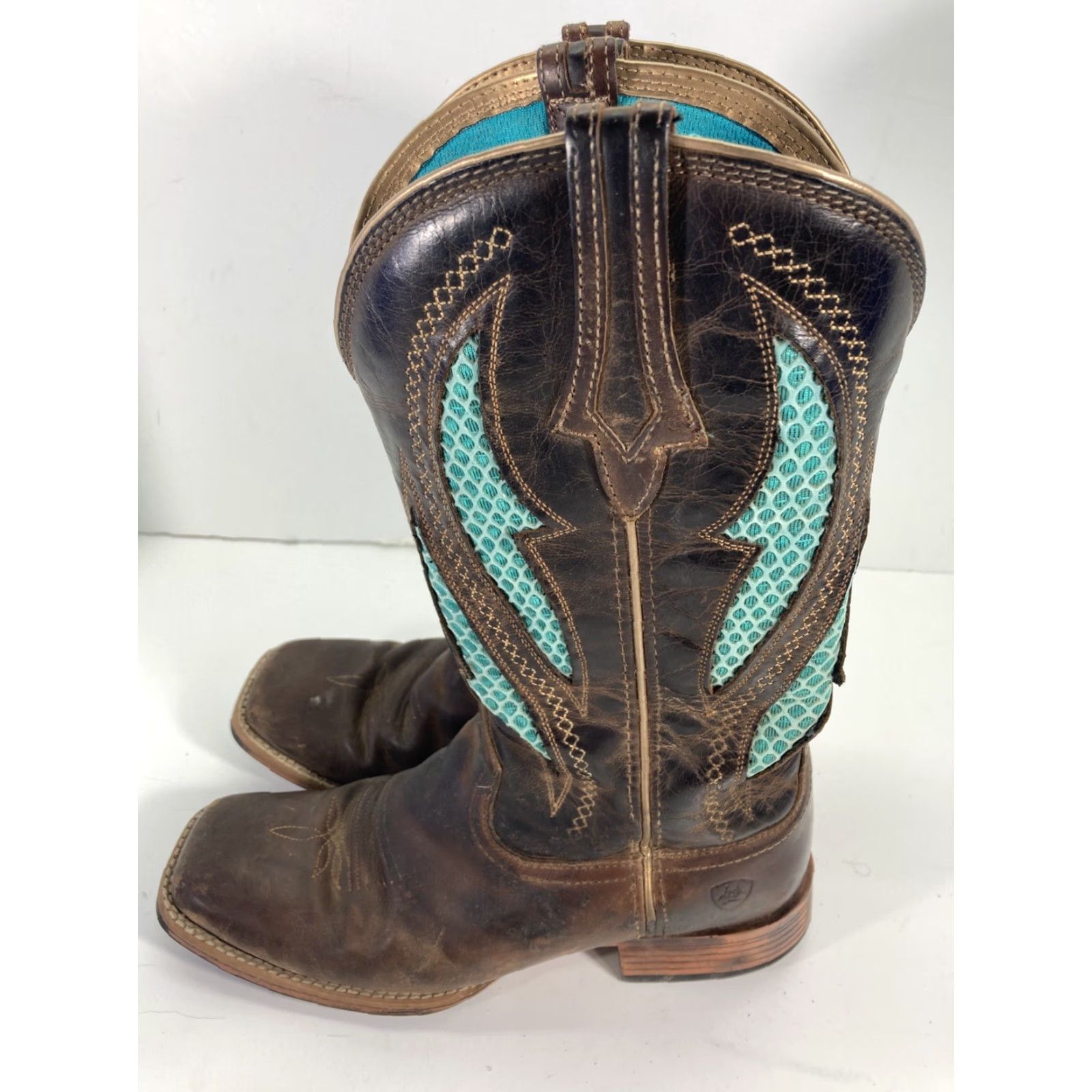 Ariat Ariat Venttek Ultra Boots Women Size 9 B Turquoise Brown 12 Inch Western Leather Square Toe Pull On Mens? Womens Size US 9 / IT 39 - 3 Thumbnail
