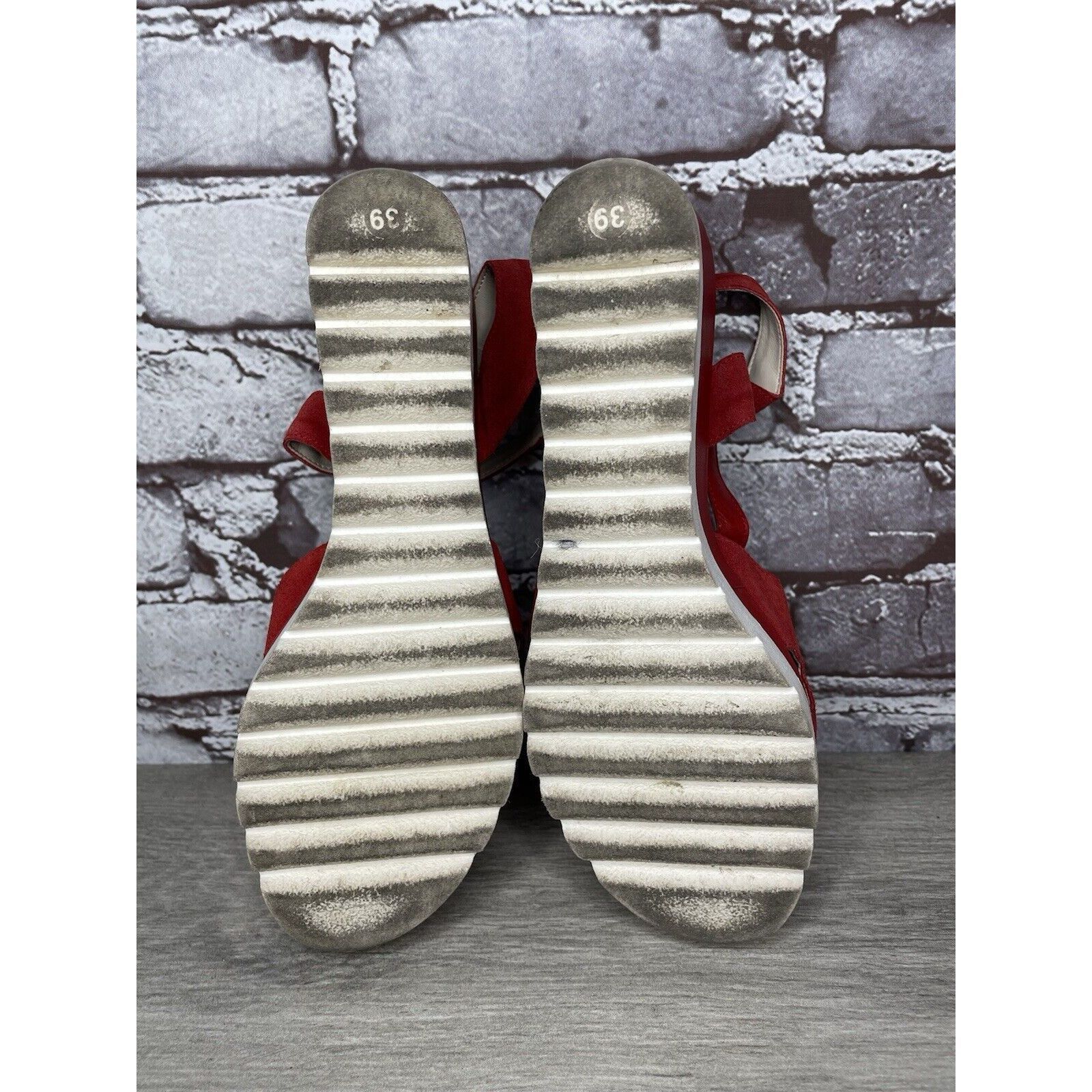 Other Bournazos Athens Red Suede Leather Ankle Strap Wedge Sandals Size US 8.5 / IT 38.5 - 14 Thumbnail