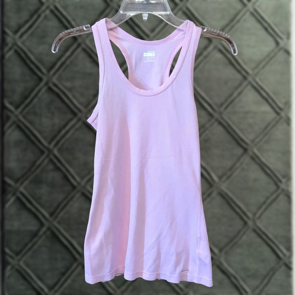 Nike Nike Dri-Fit Racerback Logo Tank Top Womens Small Pink Shirt Activewear Pullover Sleeveless Scoop Neck Stretch 14" Pit 24" Length Logo Size S / US 4 / IT 40 - 1 Thumbnail