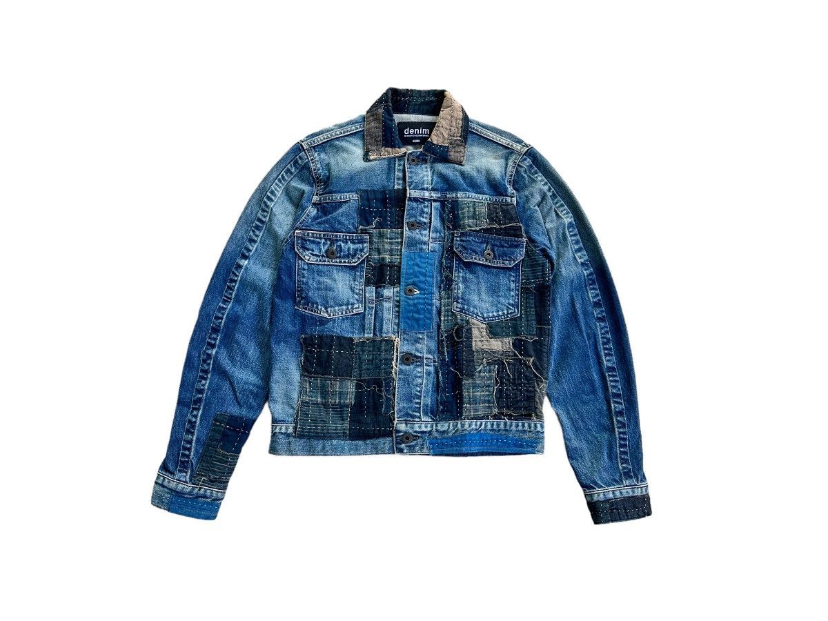 image of If Six Was Nine x Kapital Kuro Sashiko Patchworks Boro Denim Jacket in Indigo Blue (Size Small)