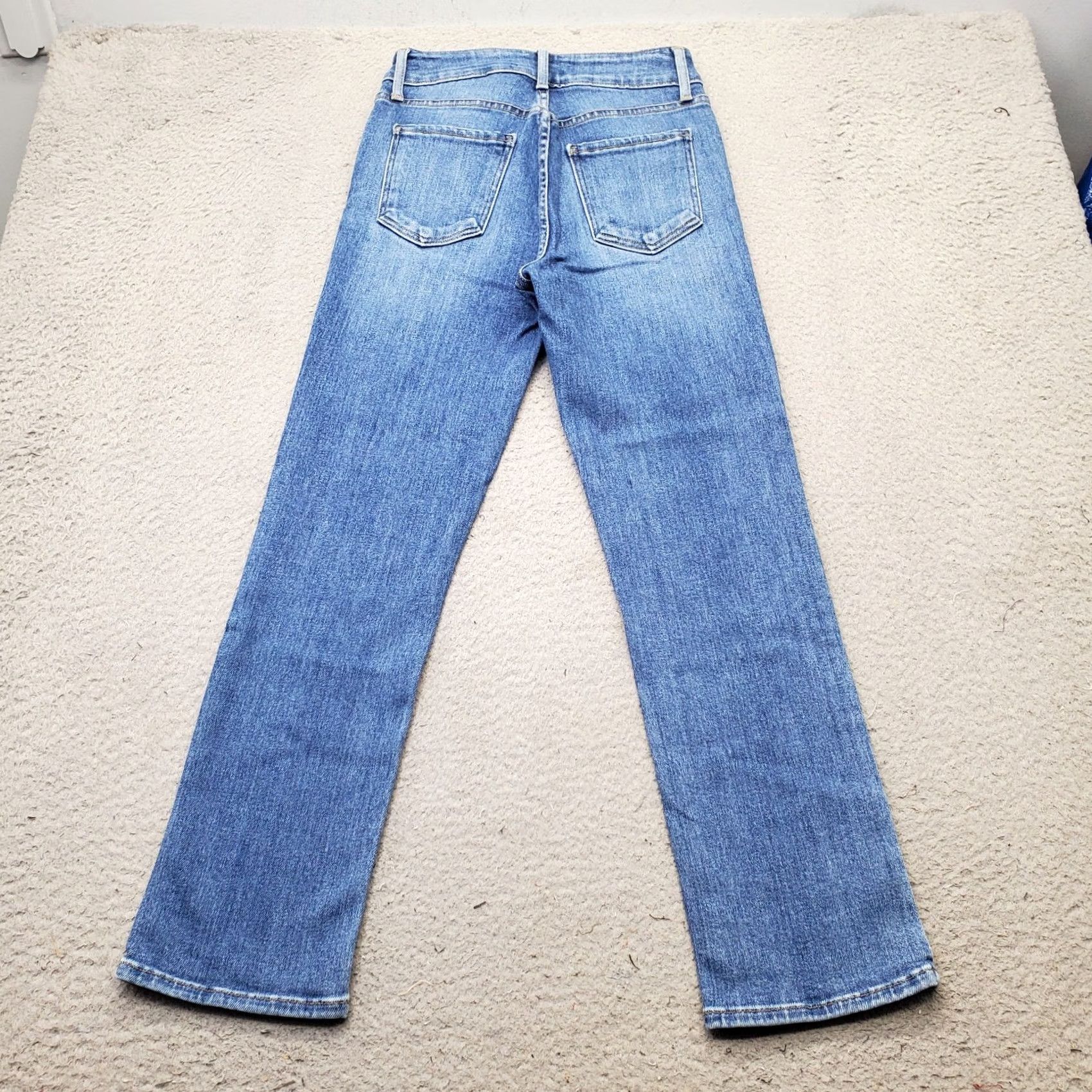 Denime JUST BLACK White? Wait - original color Blue. Title: Just Black Straight Jeans Womens 26 Blue Denim Stretch Boho Button Fly Made USA Size 26" / US 2 / IT 38 - 2 Thumbnail