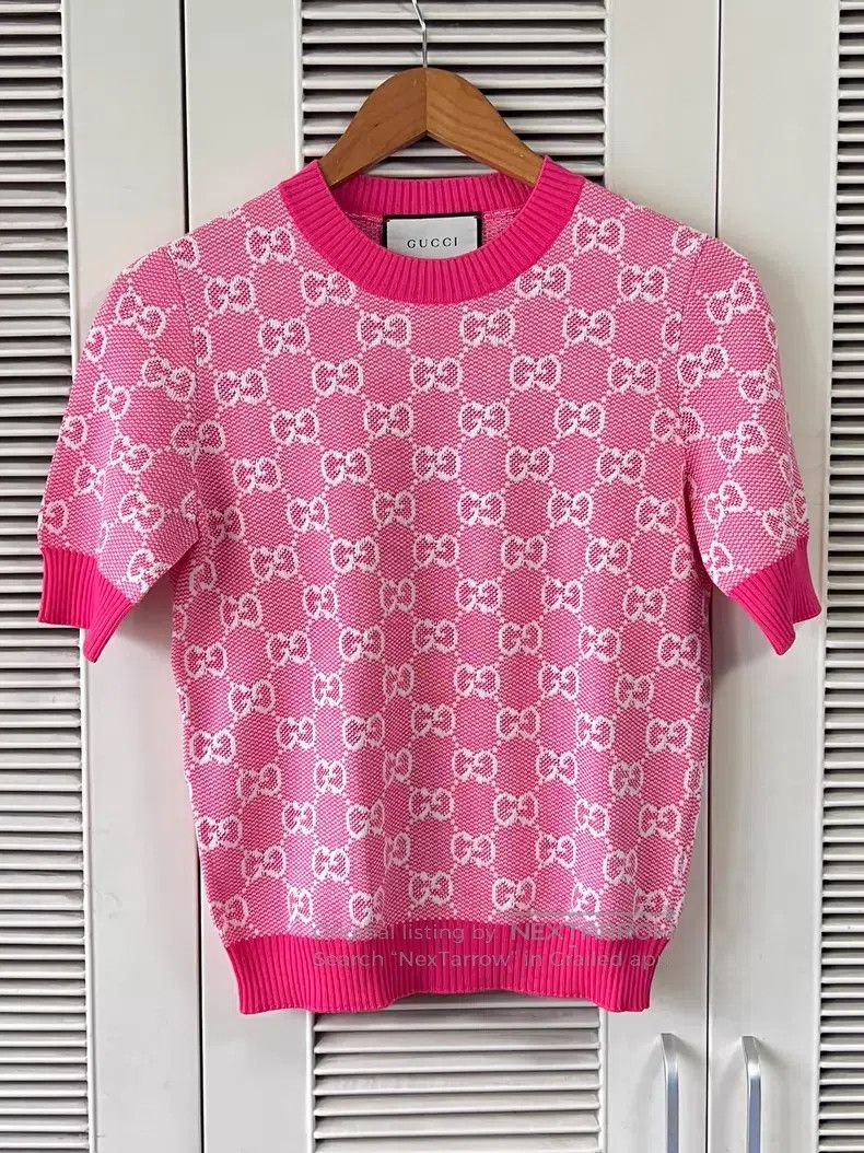 Gucci Gucci Pink knitted short sleeves Size S / US 4 / IT 40 - 1 Thumbnail
