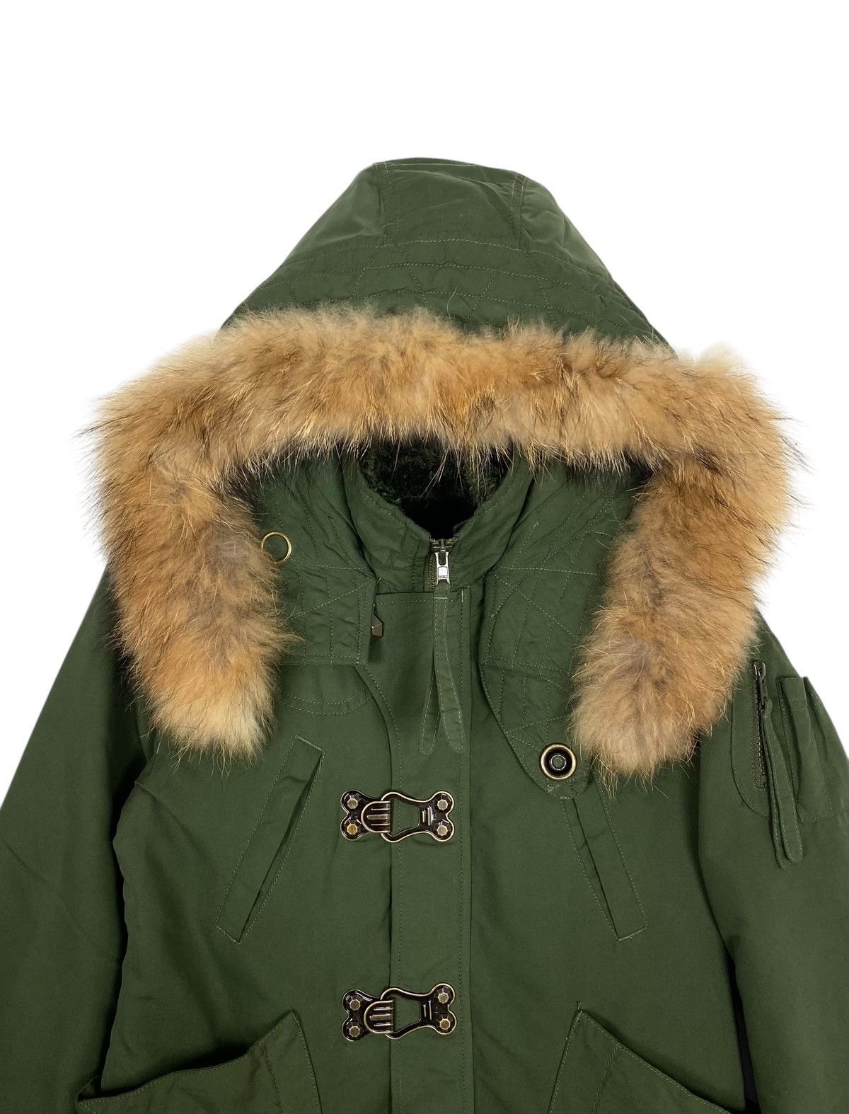 Japanese Brand Rare‼️ Sly Military Olive Green Fur Hooded Parka Size XS / US 0-2 / IT 36-38 - 4 Thumbnail