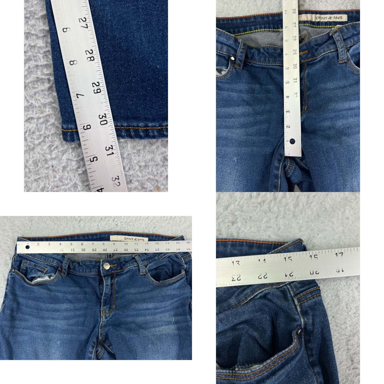 DKNY DKNY Jeans Womens 10 Blue Denim Bootscut Embroidered Cotton Blend Stretch Flat Front 5-Pocket Design Regular Inseam 30 in Blue Size 32" / US 10 / IT 46 - 9 Thumbnail