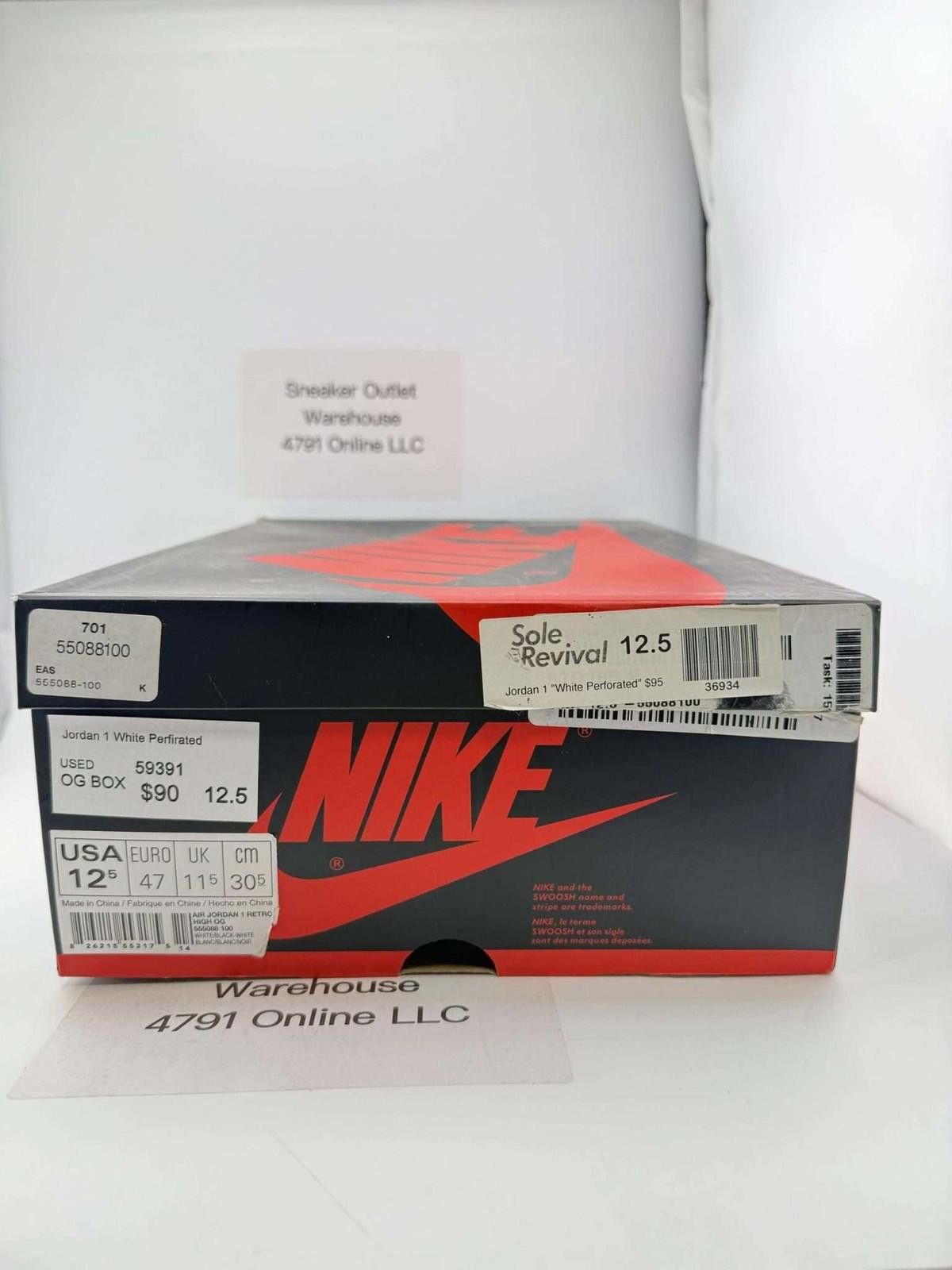 Nike Jordan 1 White Perforated US 12.5 Used OG Box Size US 12.5 / EU 45-46 - 7 Thumbnail