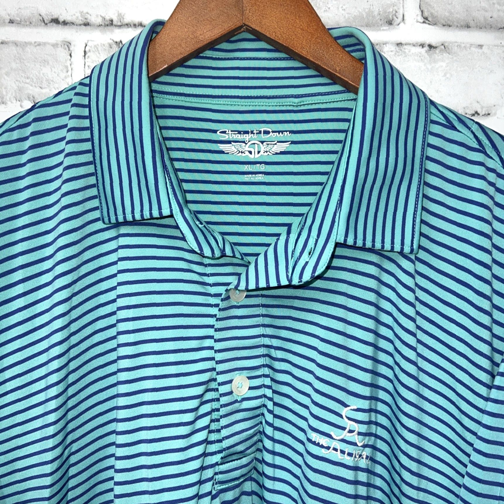 Vintage Straight Down Polo Shirt Mens XL Blue Striped Shirt Size US XL / EU 56 / 4 - 2 Thumbnail