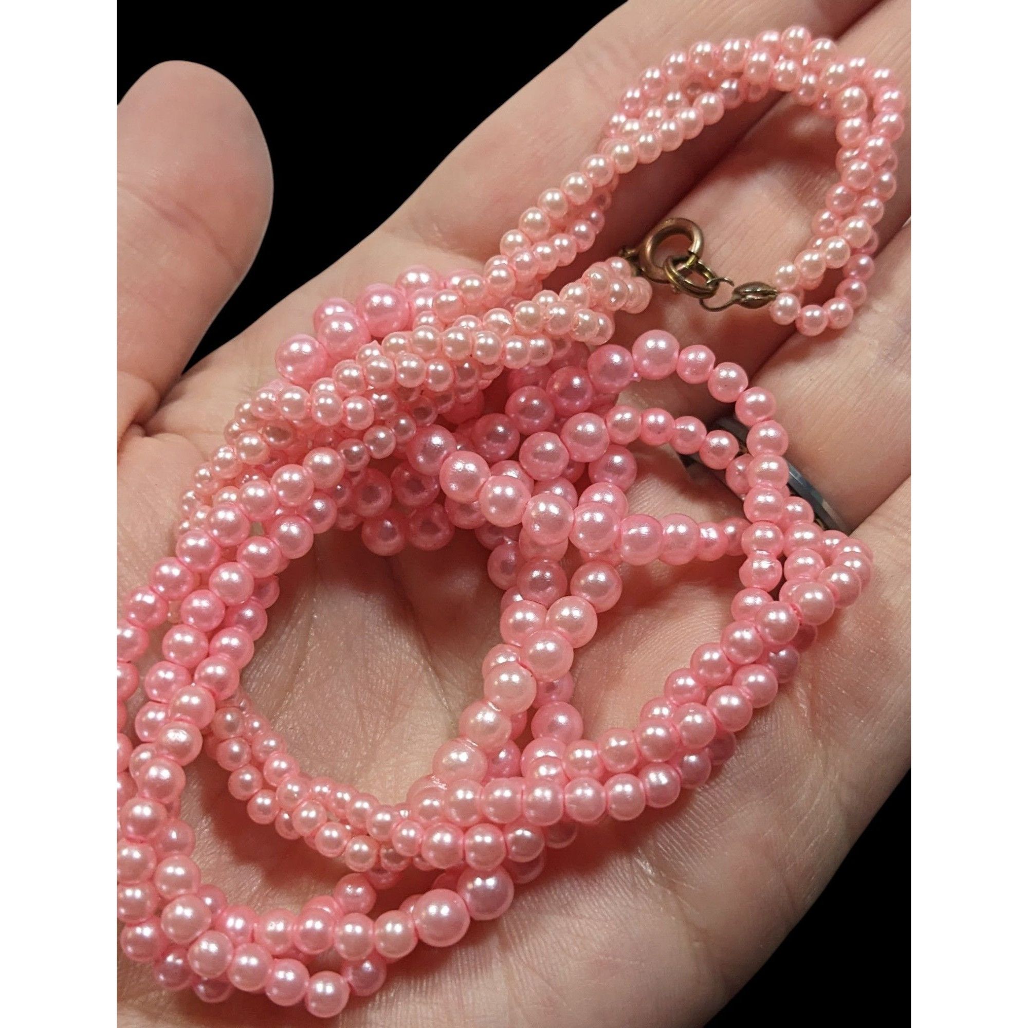 Other Coquette Pink Faux Pearl Triple Strand Twisted Necklace Size ONE SIZE - 3 Thumbnail