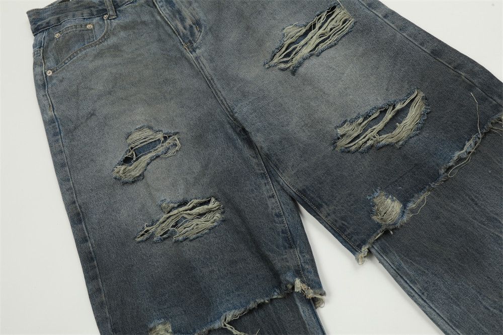 Japanese Brand × Jean Men's washed distressed heavy ripped fake two-piece jeans Size US 32 / EU 48 - 6 Thumbnail