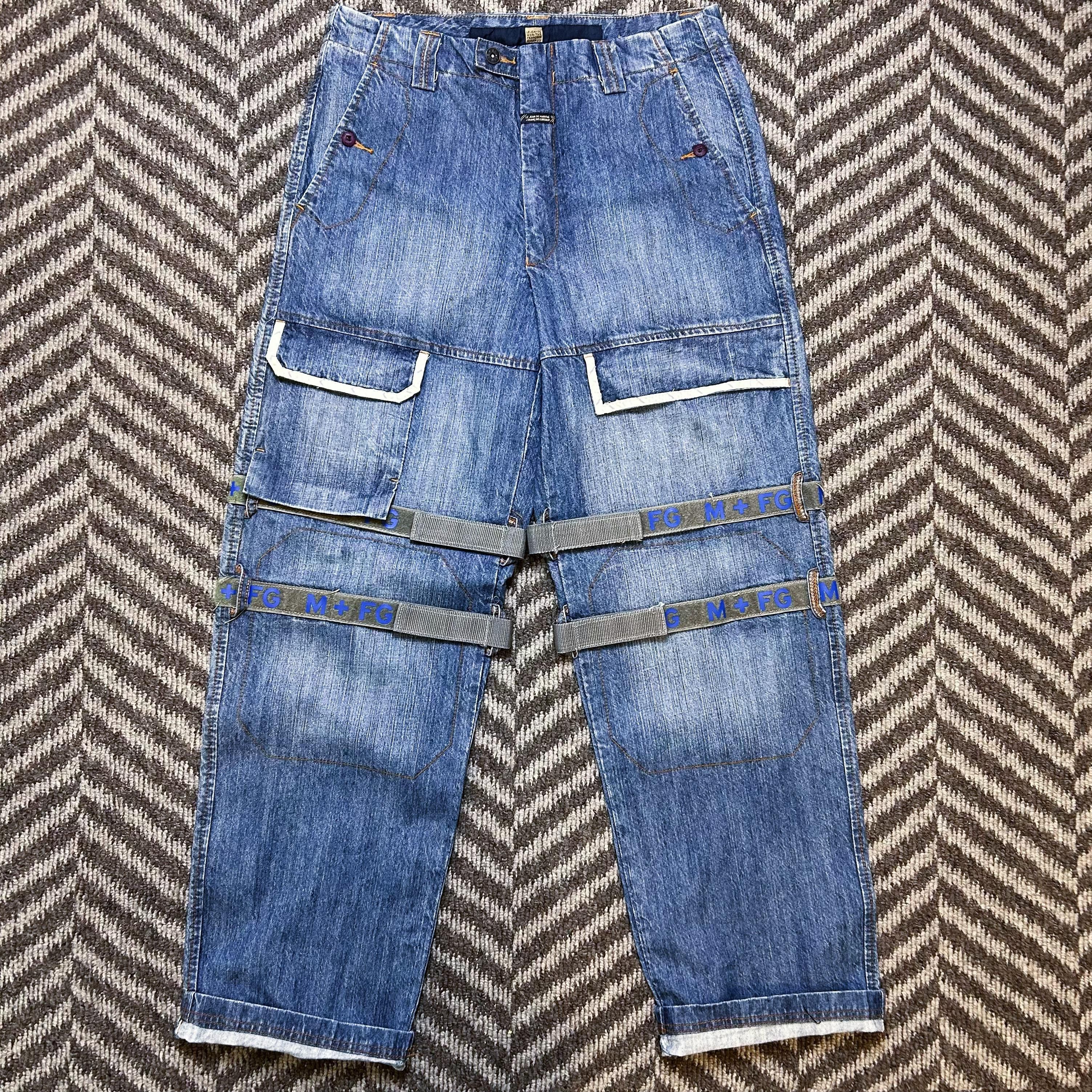 VTG M+FG Girbaud Unused Gray Straps White Edge W34