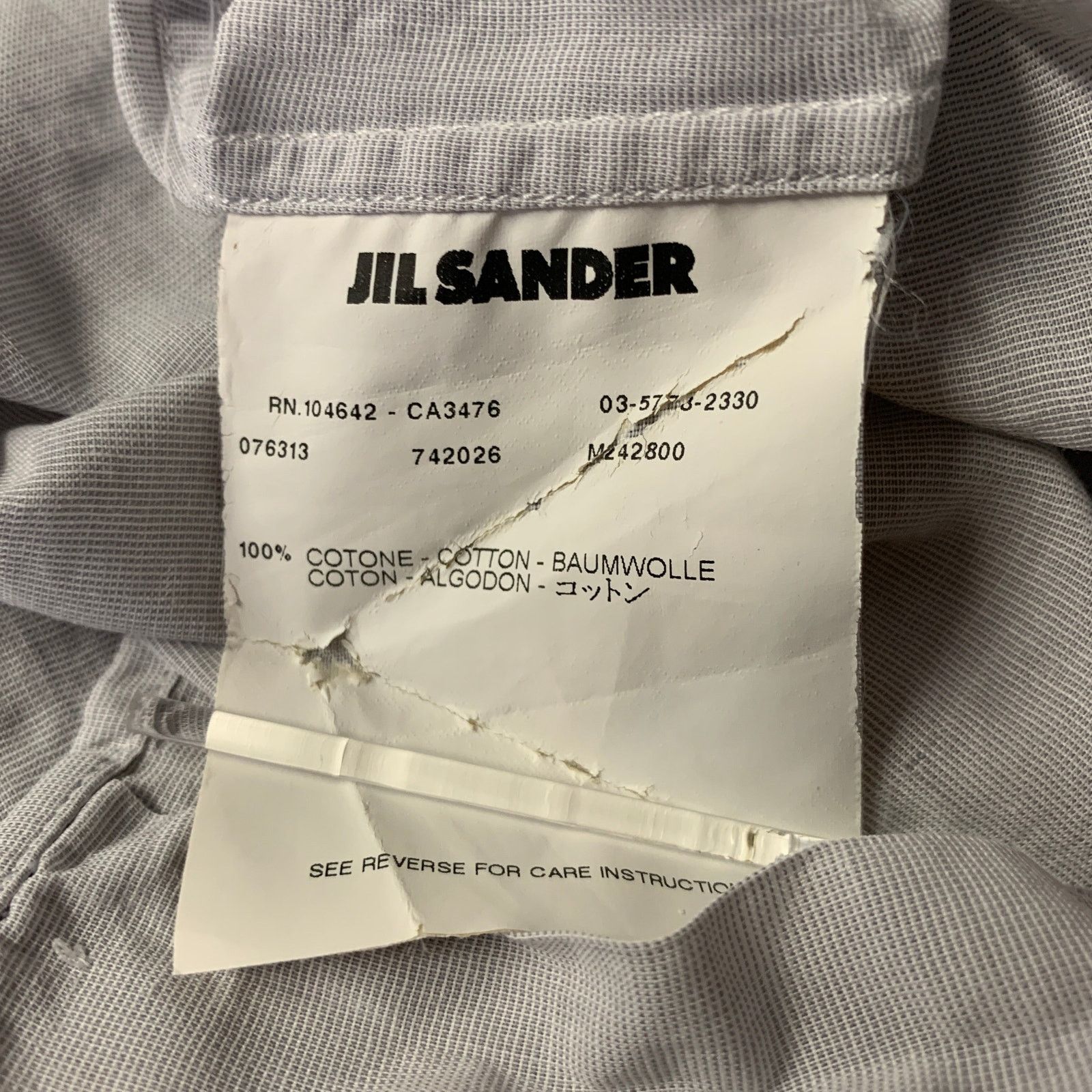 Jil Sander JIL SANDER Size M Grey Cotton Button Up Long Sleeve Shirt Size US M / EU 48-50 / 2 - 7 Thumbnail