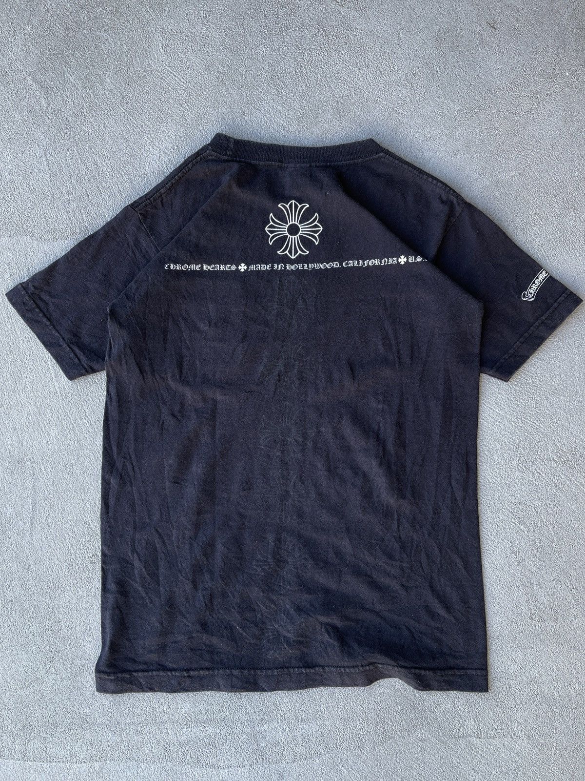 image of Steal! 2000S Chrome Hearts Vertical Crosses Logo Pocket Tee in Black, Men's (Size Small)