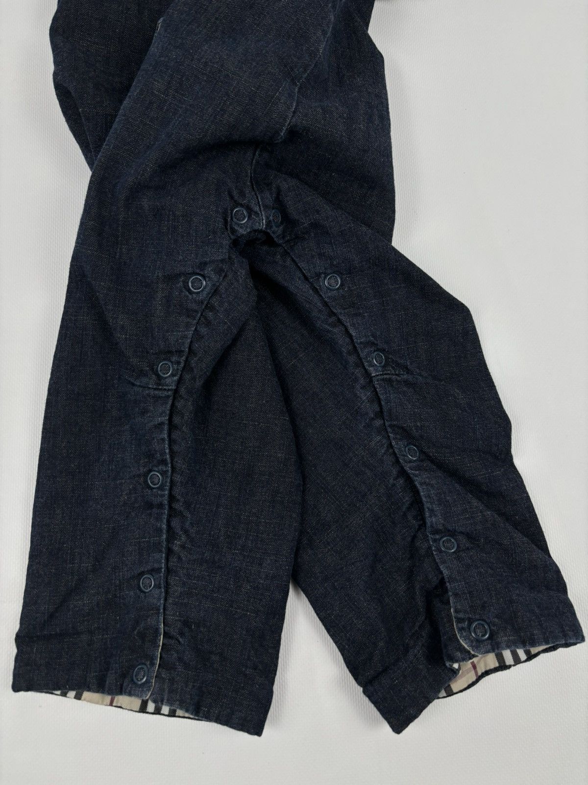 Burberry Unisex Prorsum Logo Nova Check Trim Denim Overalls Bottoms Jeans Jacket Size XXS / US 00 / IT 34 - 25 Thumbnail