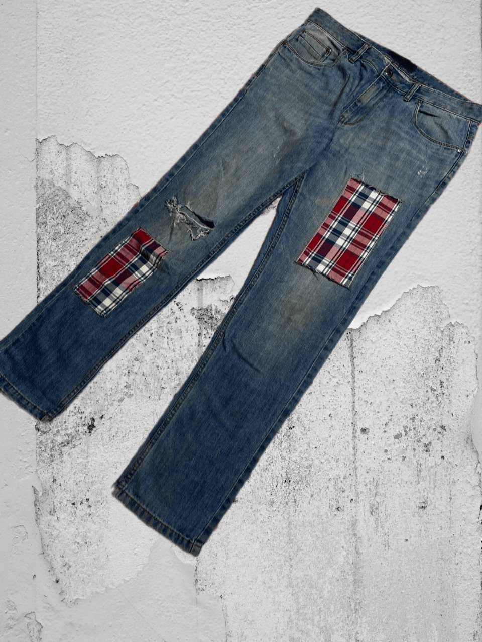 Japanese Brand 💥Vintage Distressed Washed Painted Flared Crash Denim Pants Size US 34 / EU 50 - 1 Thumbnail