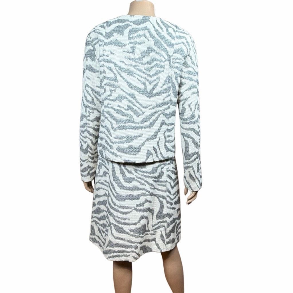 Hugo Boss NWT Hugo Boss Jacquard Jacket Jamonia & Skirt Varoci Set in Ivory Grey 6 (034) Size M / US 6-8 / IT 42-44 - 8 Thumbnail
