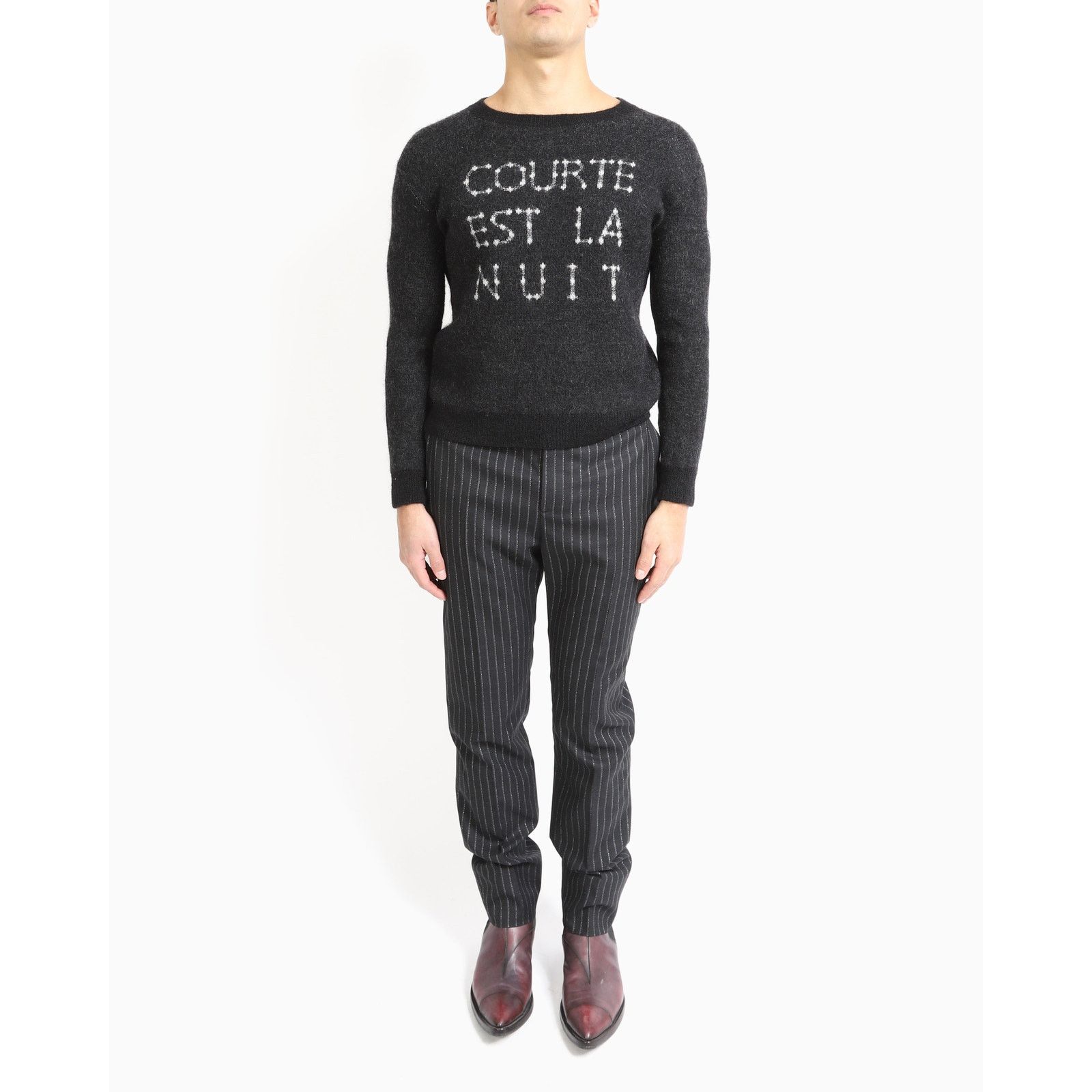 Saint Laurent Paris FW19 ,,Courte Est La Nuit'' Intarsia Knit in Wool Size US S / EU 44-46 / 1 - 3 Thumbnail