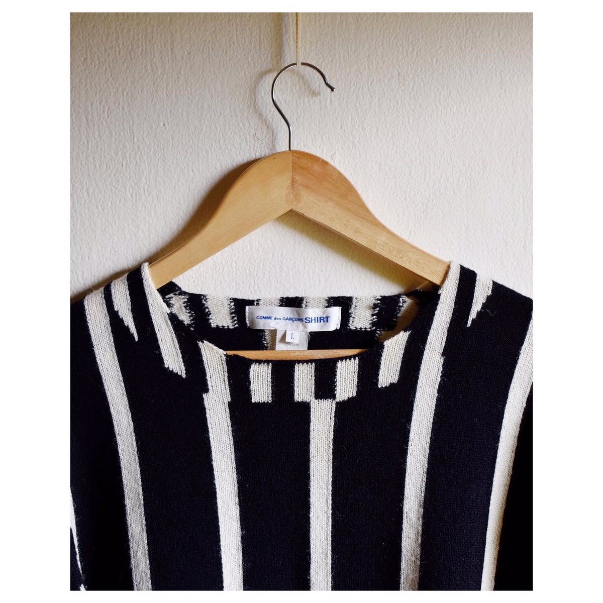 Comme des Garcons SHIRT COMME des GARÇONS black white striped wool sweatshirt Size US L / EU 52-54 / 3 - 3 Thumbnail