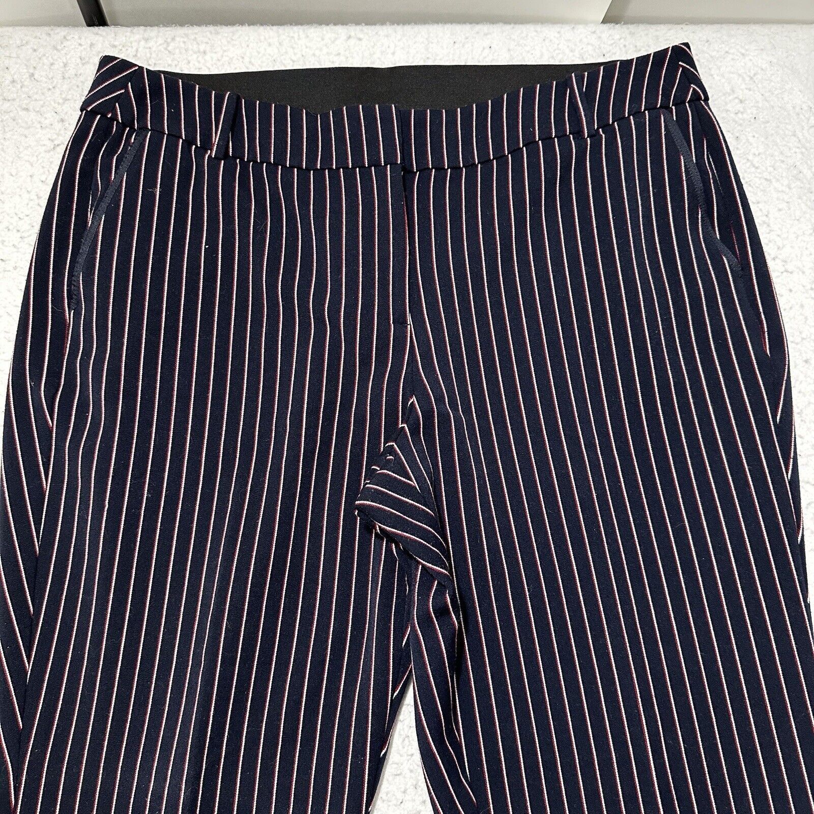 Other Lane Bryant 18 Flat Front Soft Knit Pants Navy Blue Striped Size 40" / US 18 - 2 Thumbnail