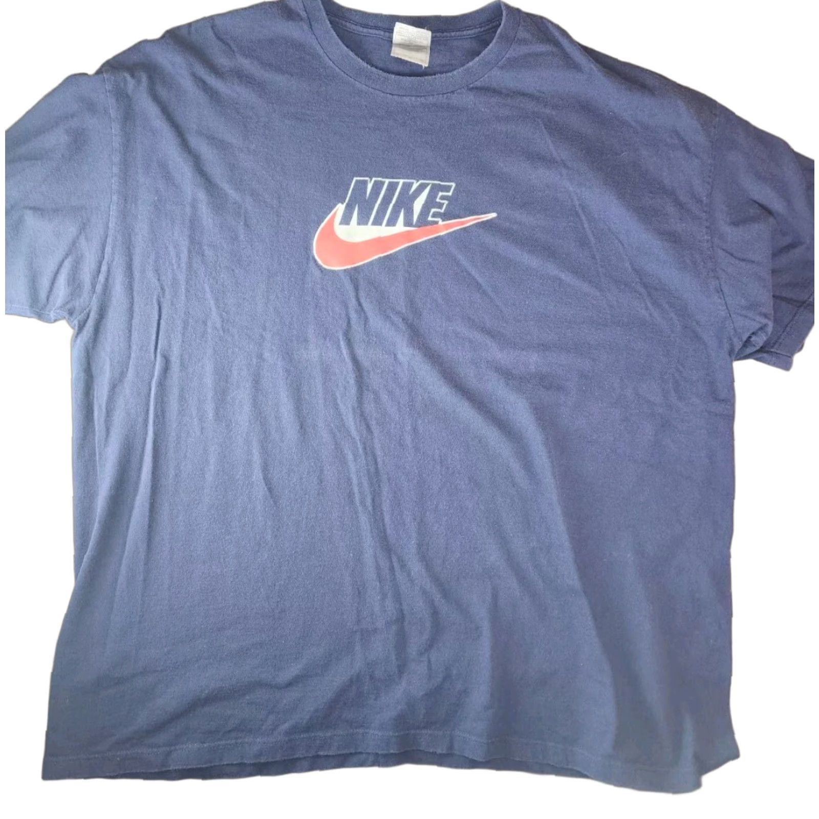 Nike VINTAGE Nike T Shirt Mens XL Just Do It Graphic Swoosh Tee Logo USA MADE 90s Navy Blue USA Mens Graphic Tee Size US XXL / EU 58 / 5 - 1 Thumbnail