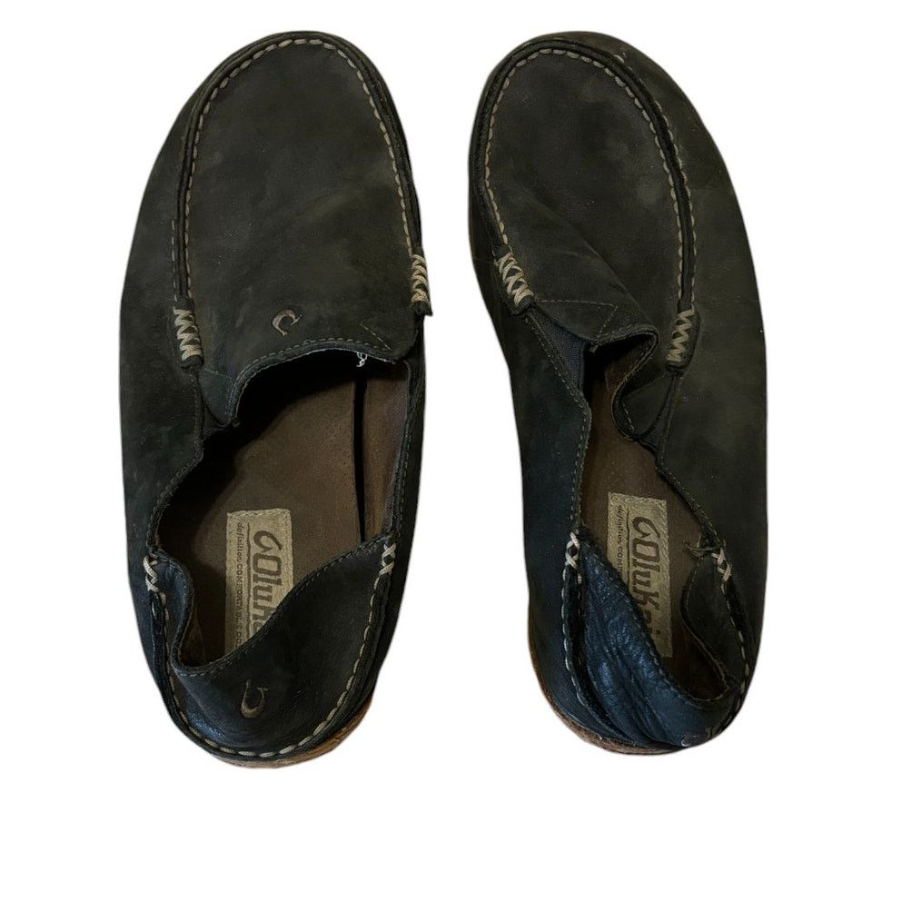 Olukai OluKai Shoes Men 10 Black Moloa Waxed Nubuck Leather Slip On Size US 10 / EU 43 - 6 Thumbnail