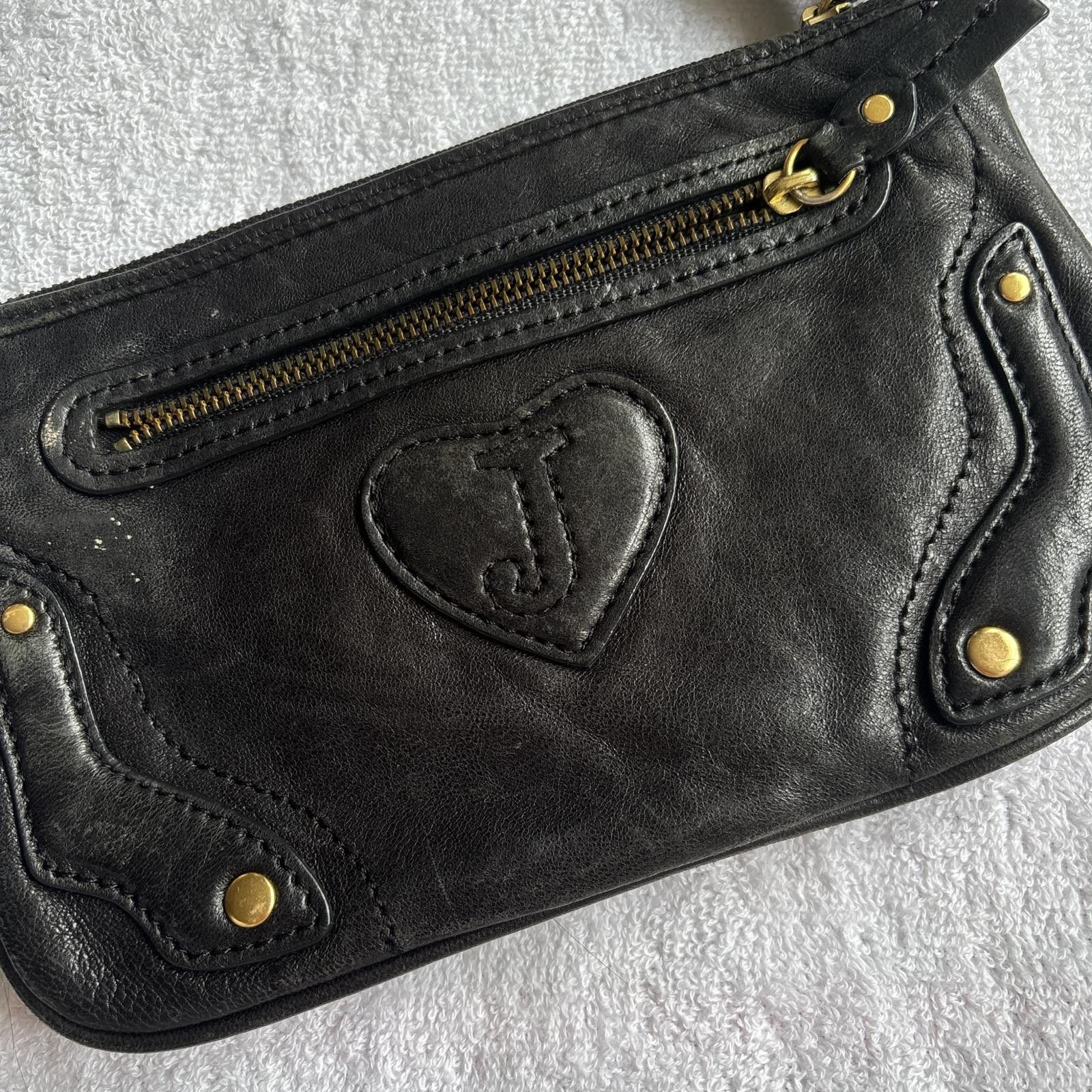 Juicy Couture Jeans y2k juicy couture black leather wristlet Size ONE SIZE - 1 Thumbnail