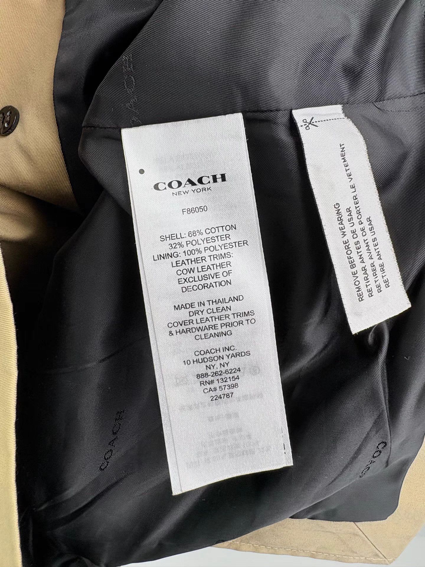 Coach COACH Khaki Trench Coat Size US XXS / EU 40 - 4 Thumbnail